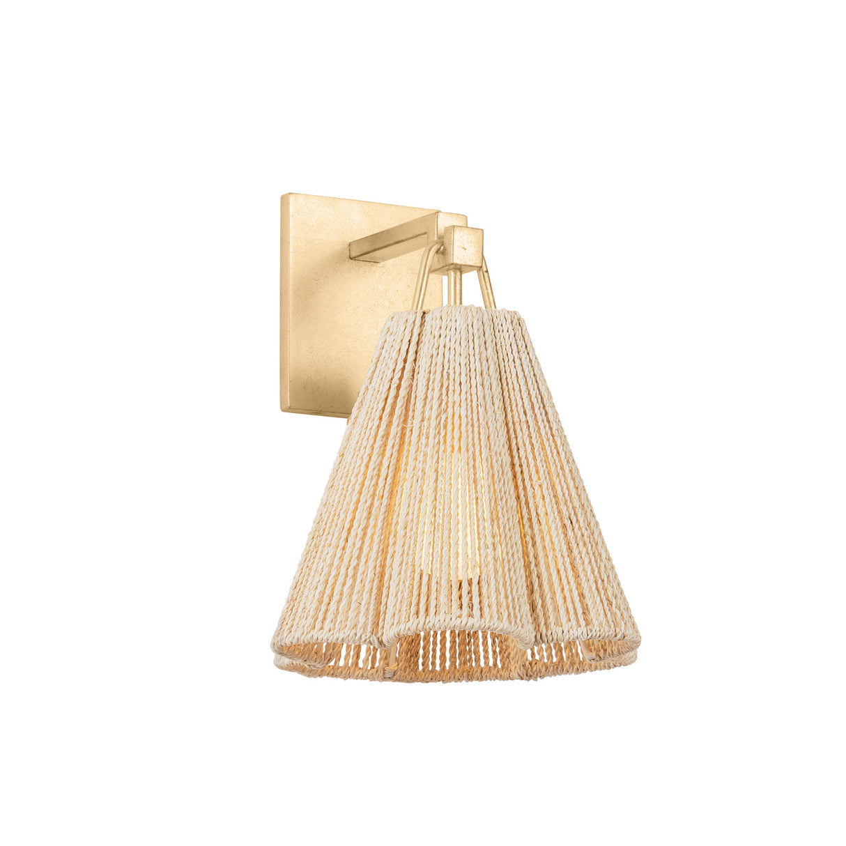Birdie Wall Sconce 13", Gold Leaf and Natural Rope