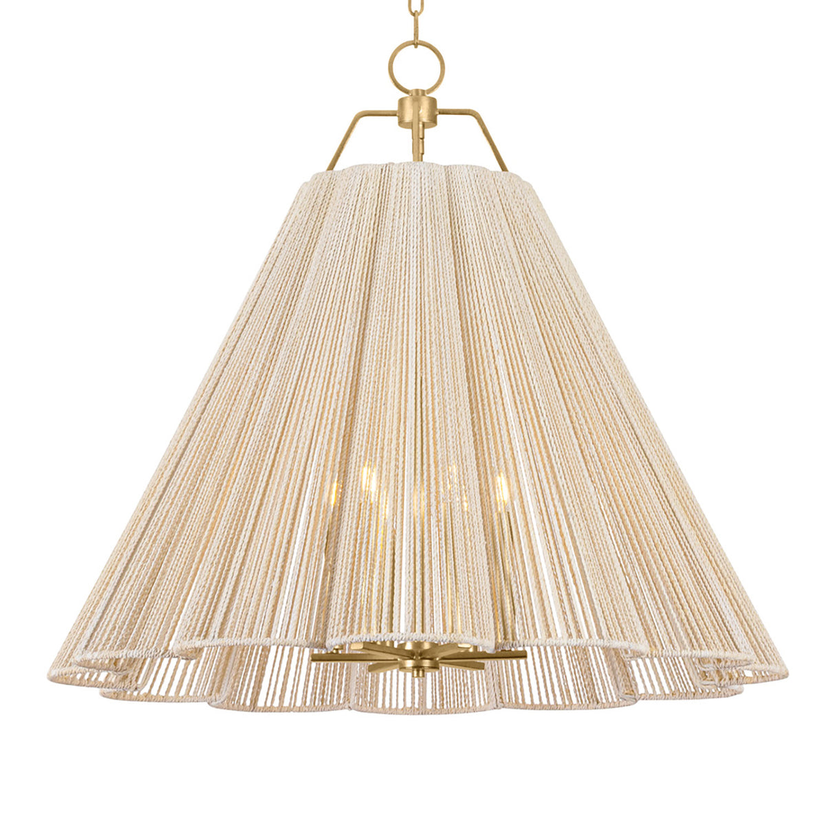 Birdie Extra Large Pendant 37", Gold Leaf and Natural Rope