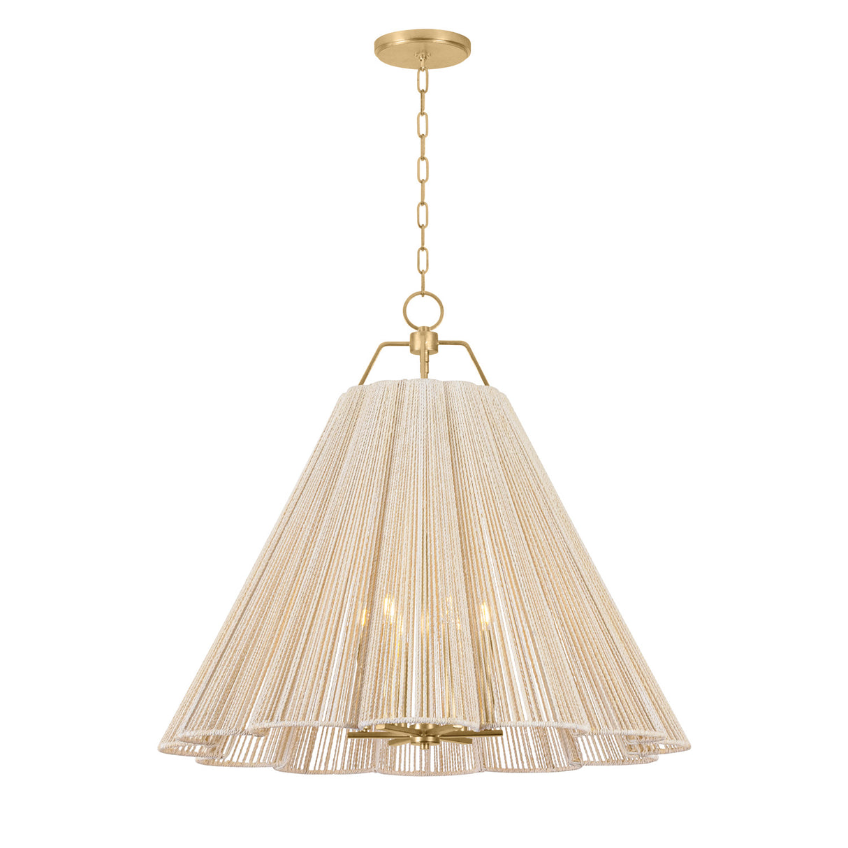 Birdie Extra Large Pendant 37", Gold Leaf and Natural Rope