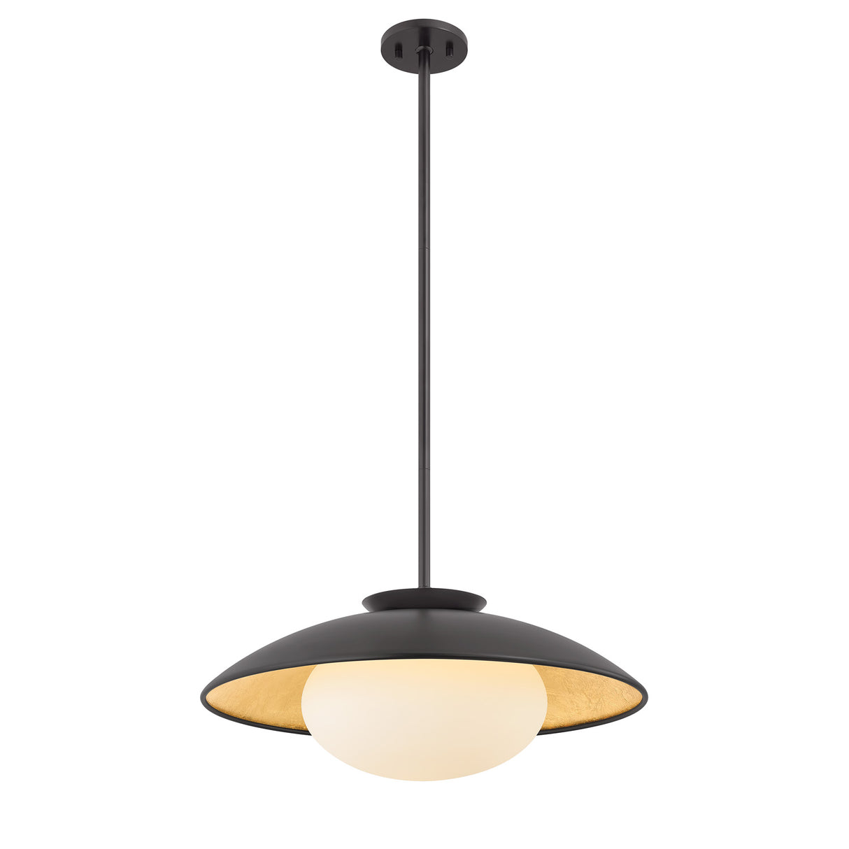 Vera Large Pendant 21", Black and Gold Leaf