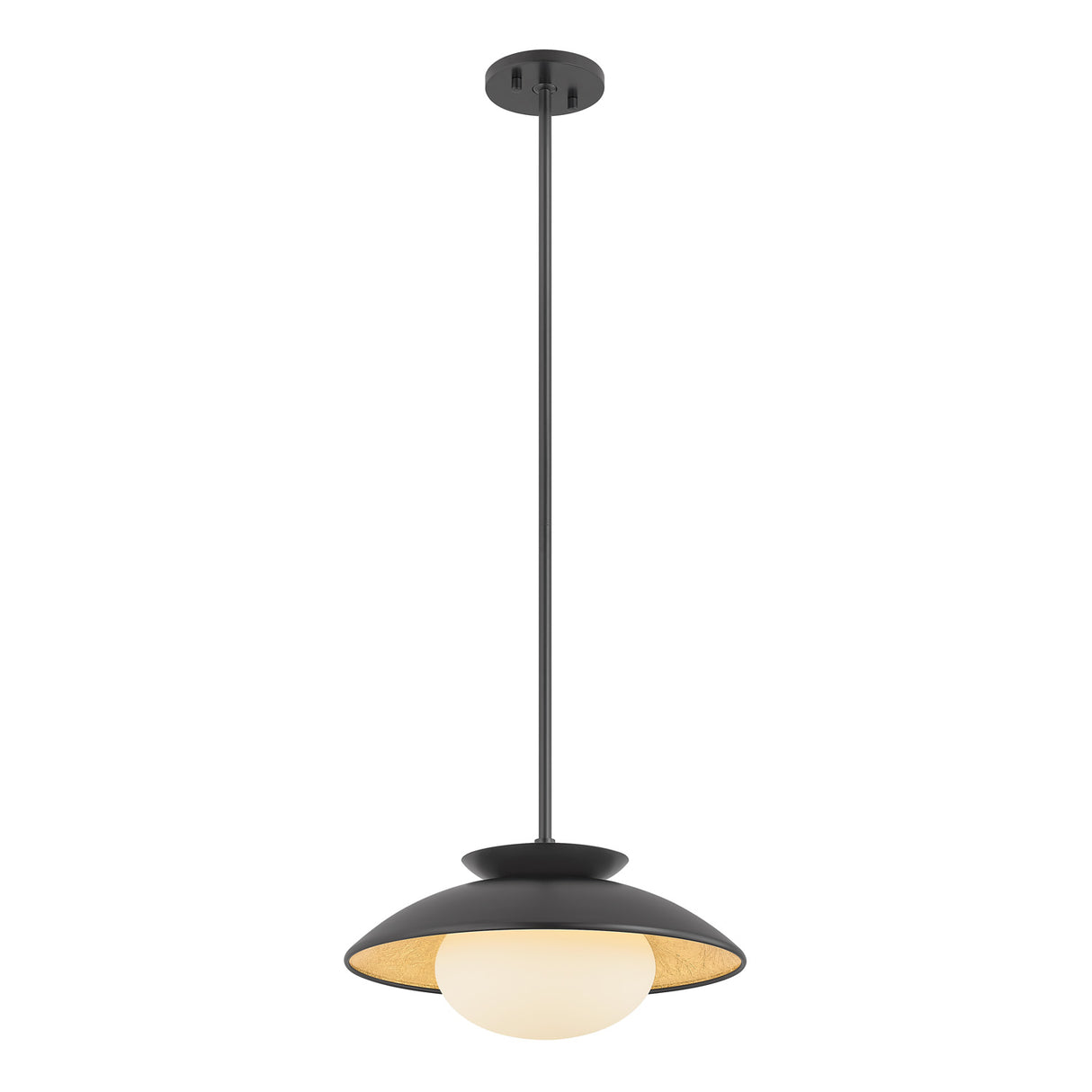 Vera Medium Pendant 14", Black and Gold Leaf