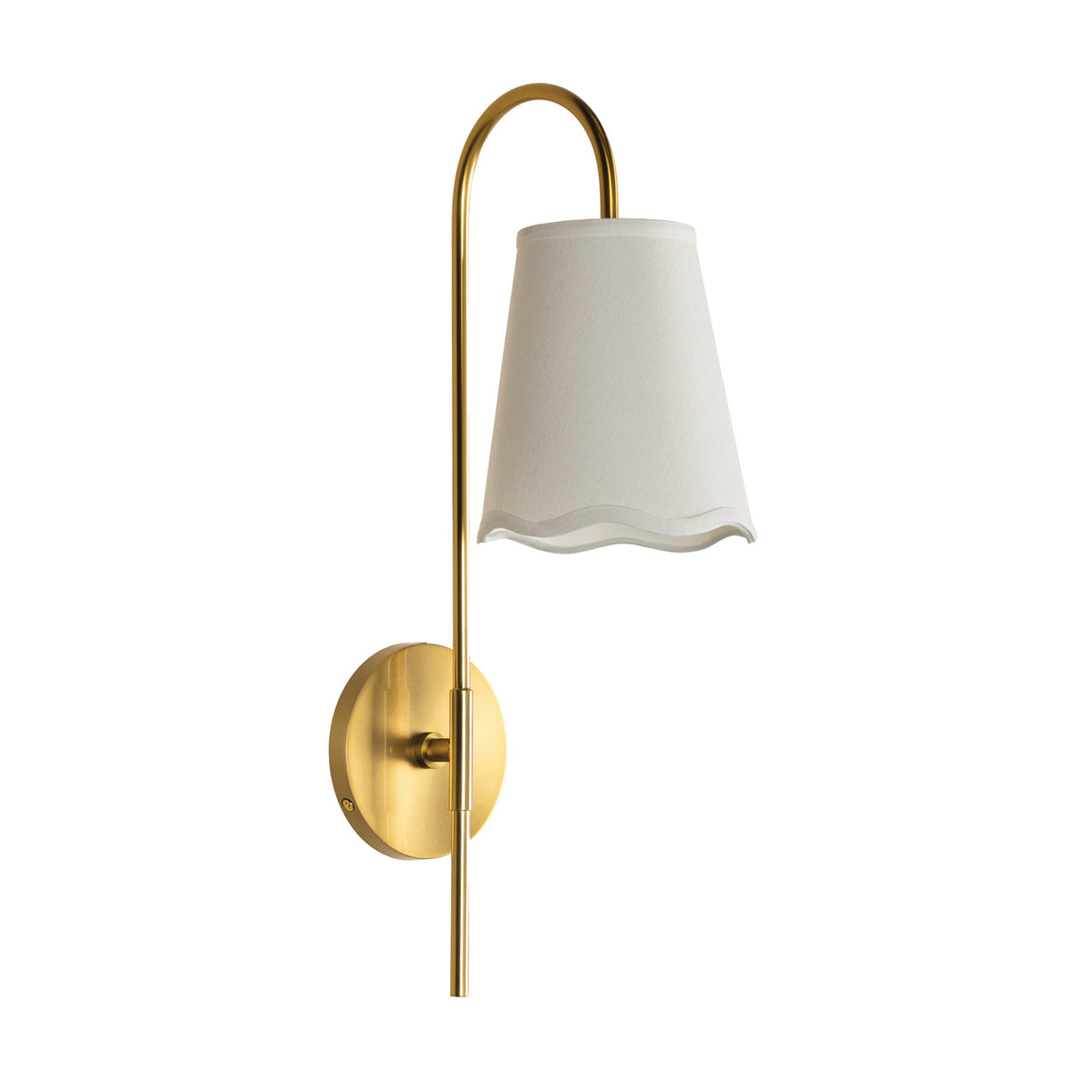 Basil Wall Sconce 19", Aged Brass with White Shade