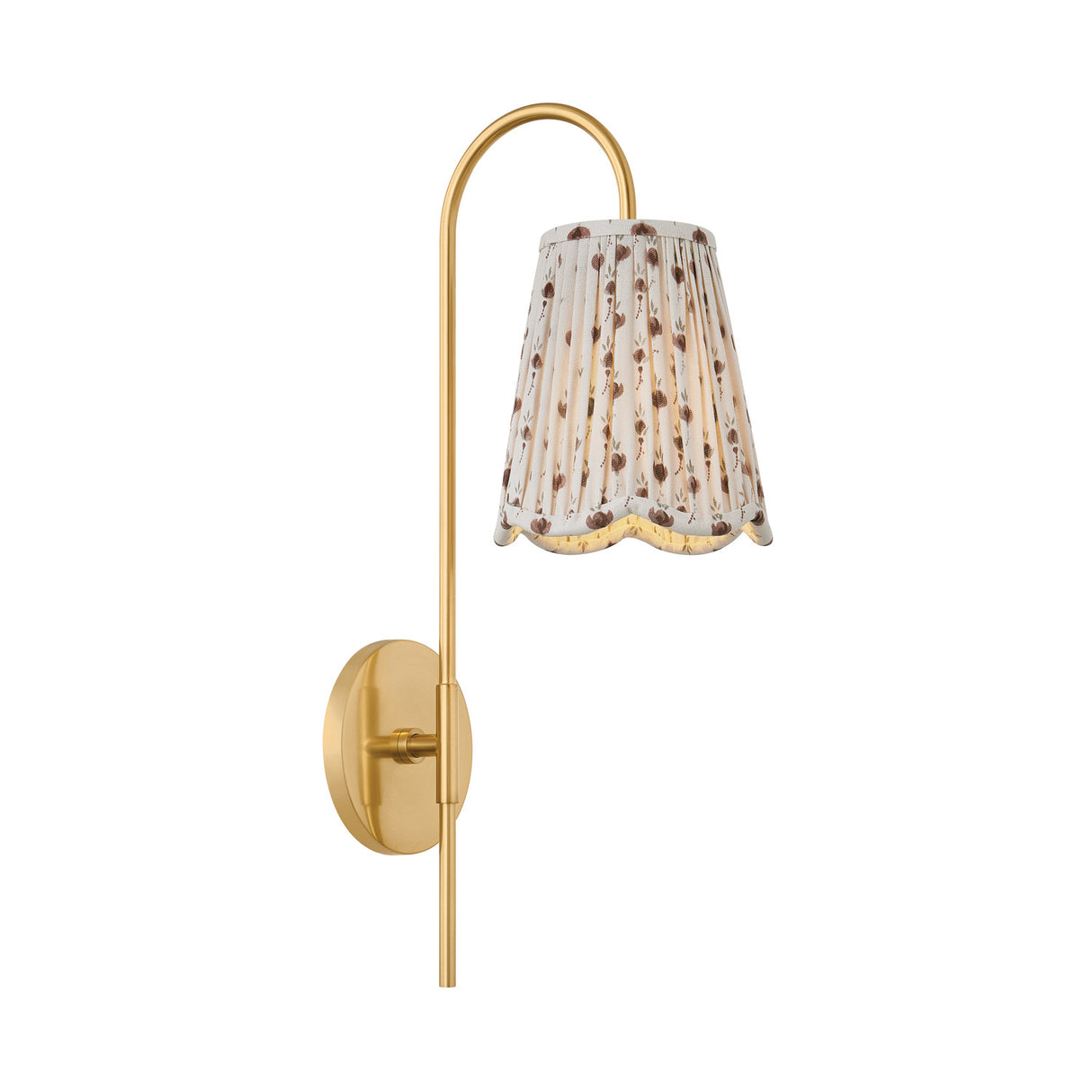 Basil Wall Sconce 19", Aged Brass with Red Primrose Printed Shade