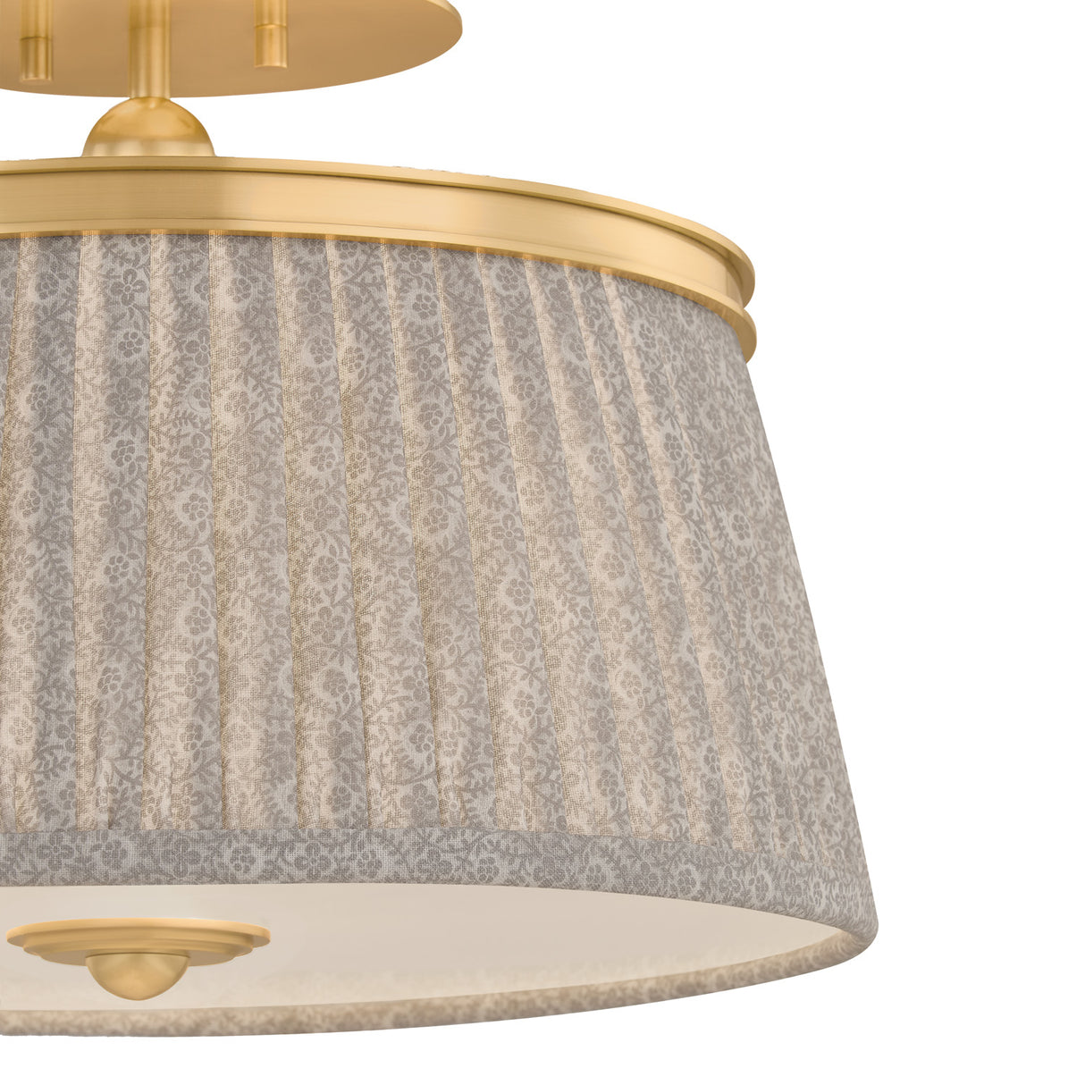 Wilma Semi-Flush 16", Aged Brass and Taupe Print