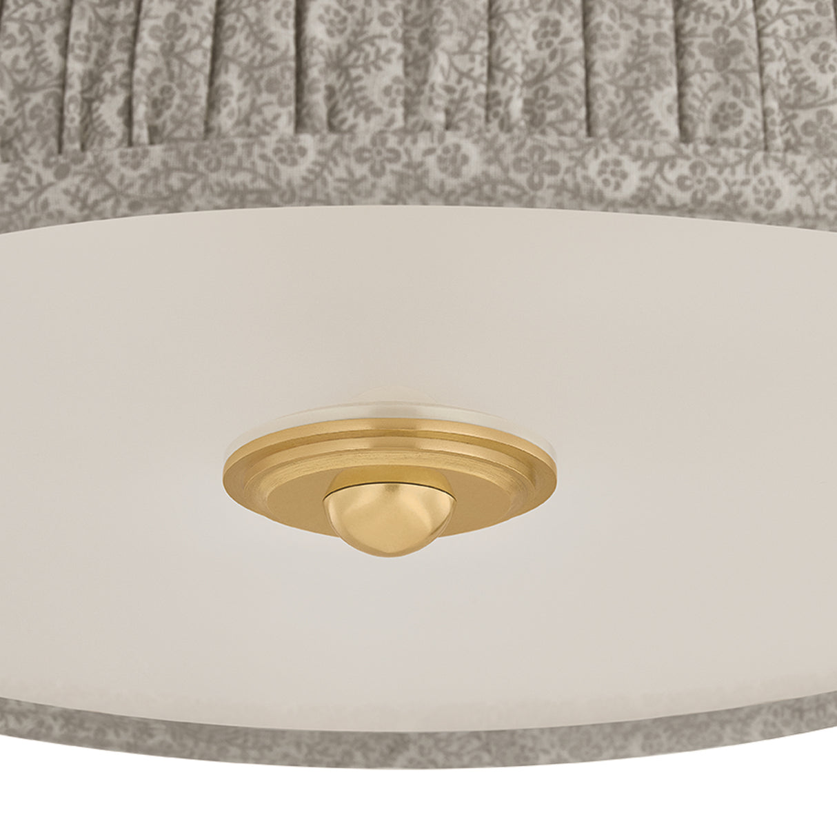 Wilma Medium Pendant 18", Aged Brass and Taupe Print