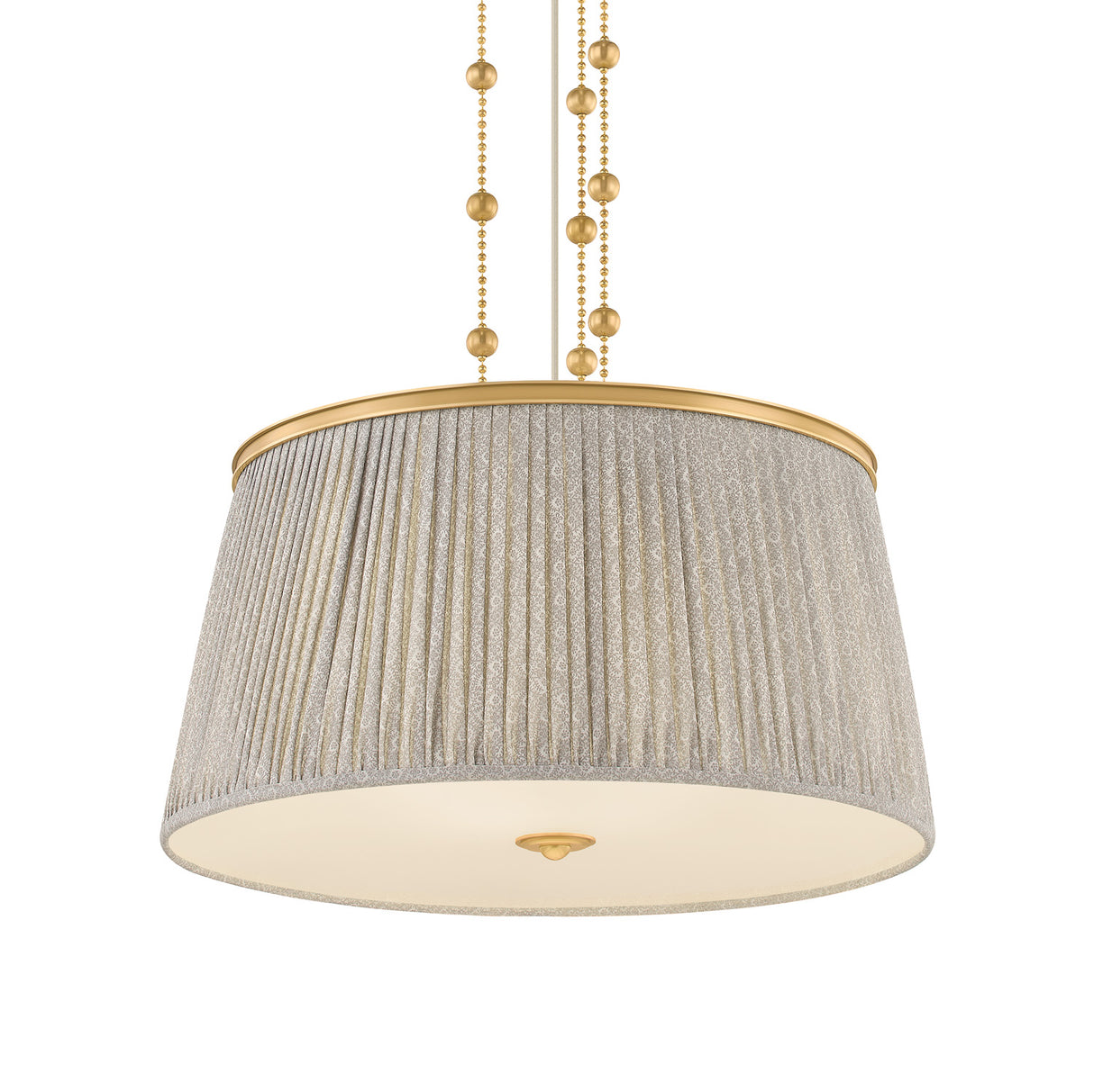 Wilma Large Pendant 28", Aged Brass and Taupe Print