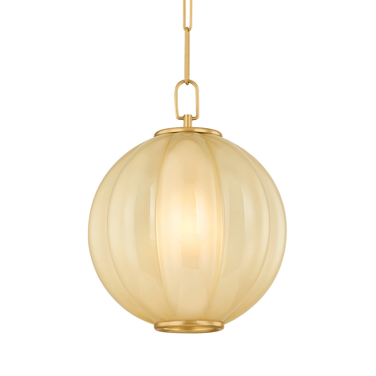 Livia Small Pendant 12", Aged Brass and Buttermilk Glass