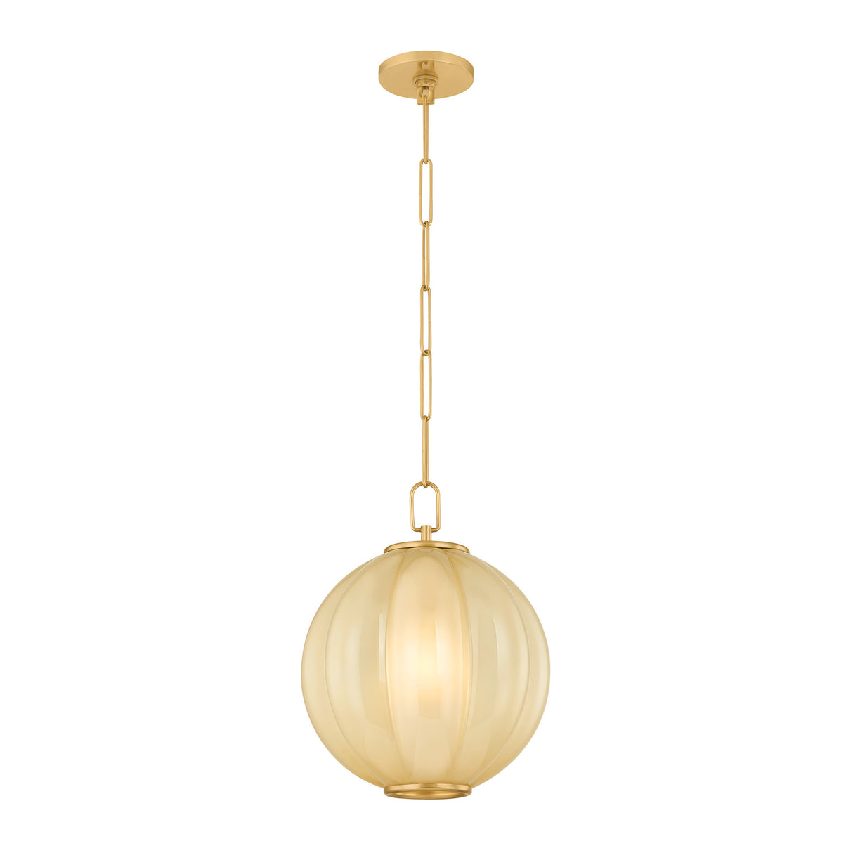 Livia Small Pendant 12", Aged Brass and Buttermilk Glass