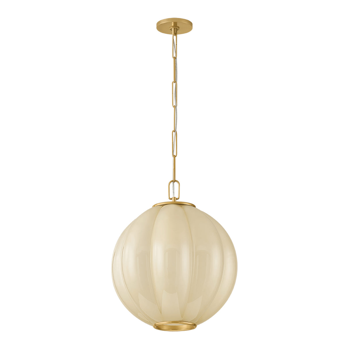 Livia Medium Pendant 16", Aged Brass and Buttermilk Glass