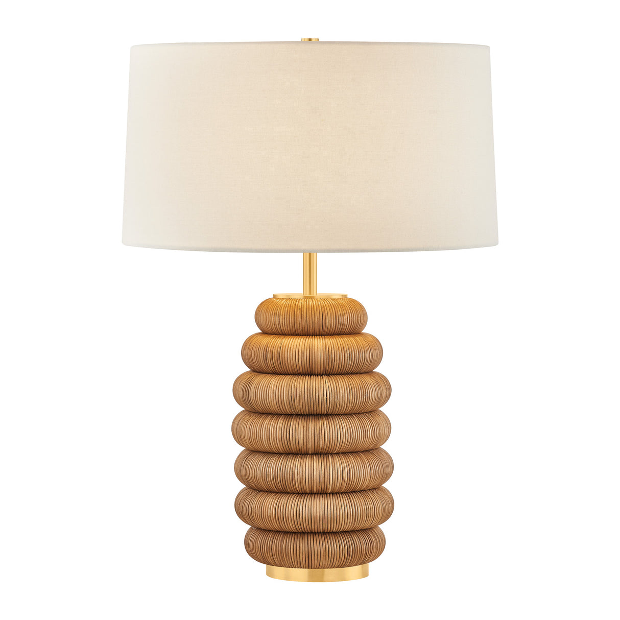 Marisette Table Lamp 28", Aged Brass and Rattan