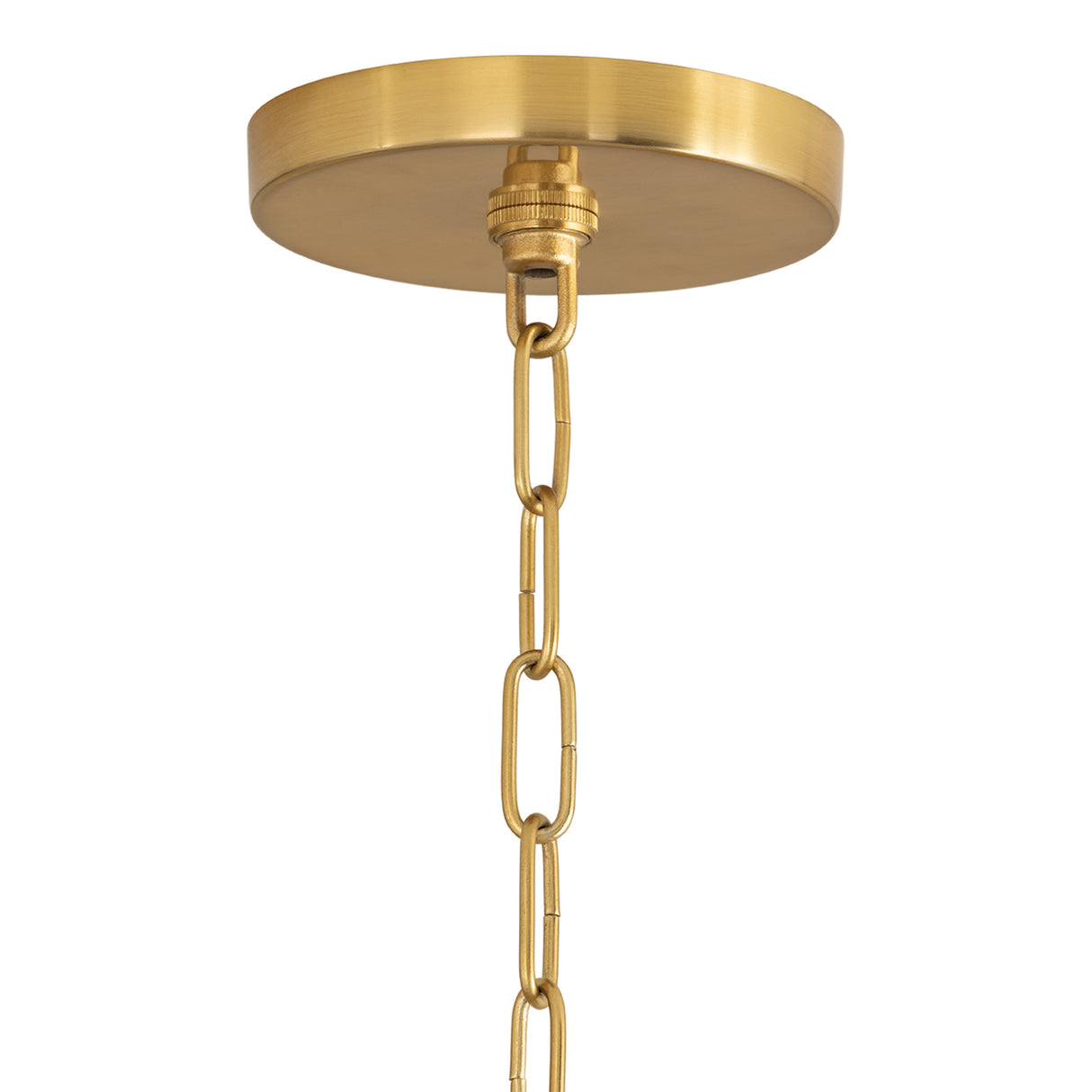 Lotus Chandelier 34", Patina Brass and Rosemary Cotton