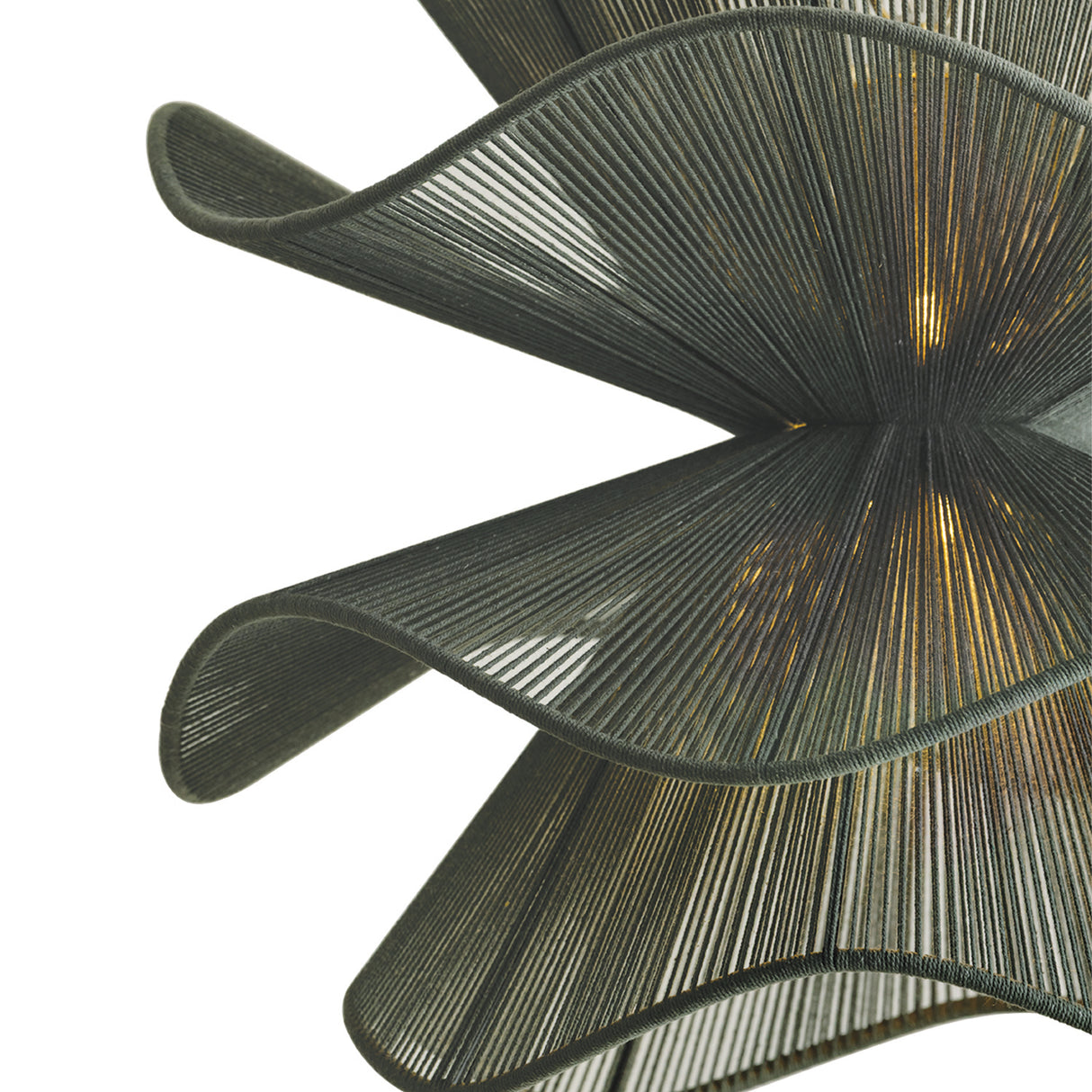 Lotus Pendant 20", Patina Brass and Rosemary Cotton