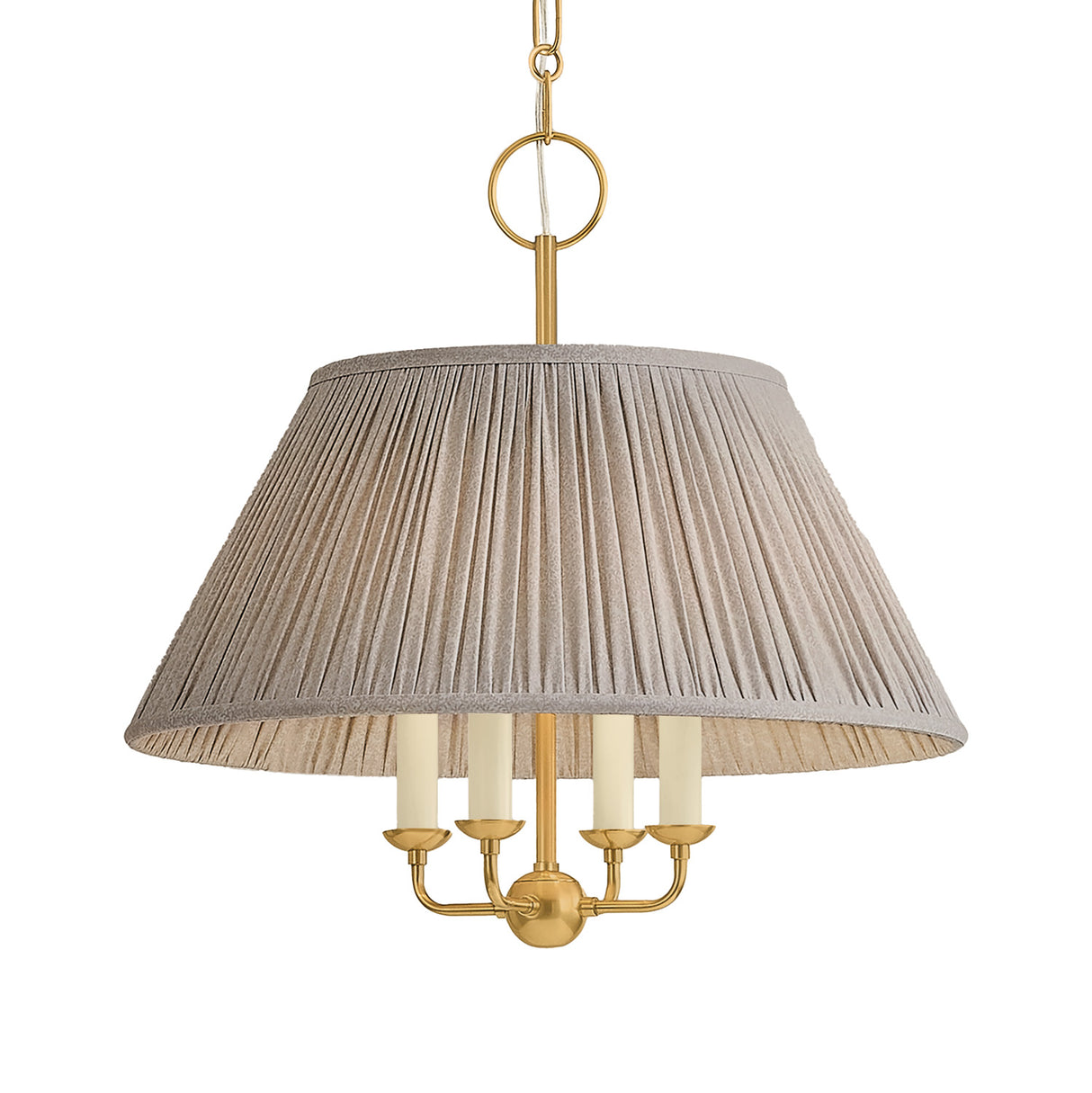 Wilma Candelabra Pendant 20", Aged Brass with Taupe Printed Shade