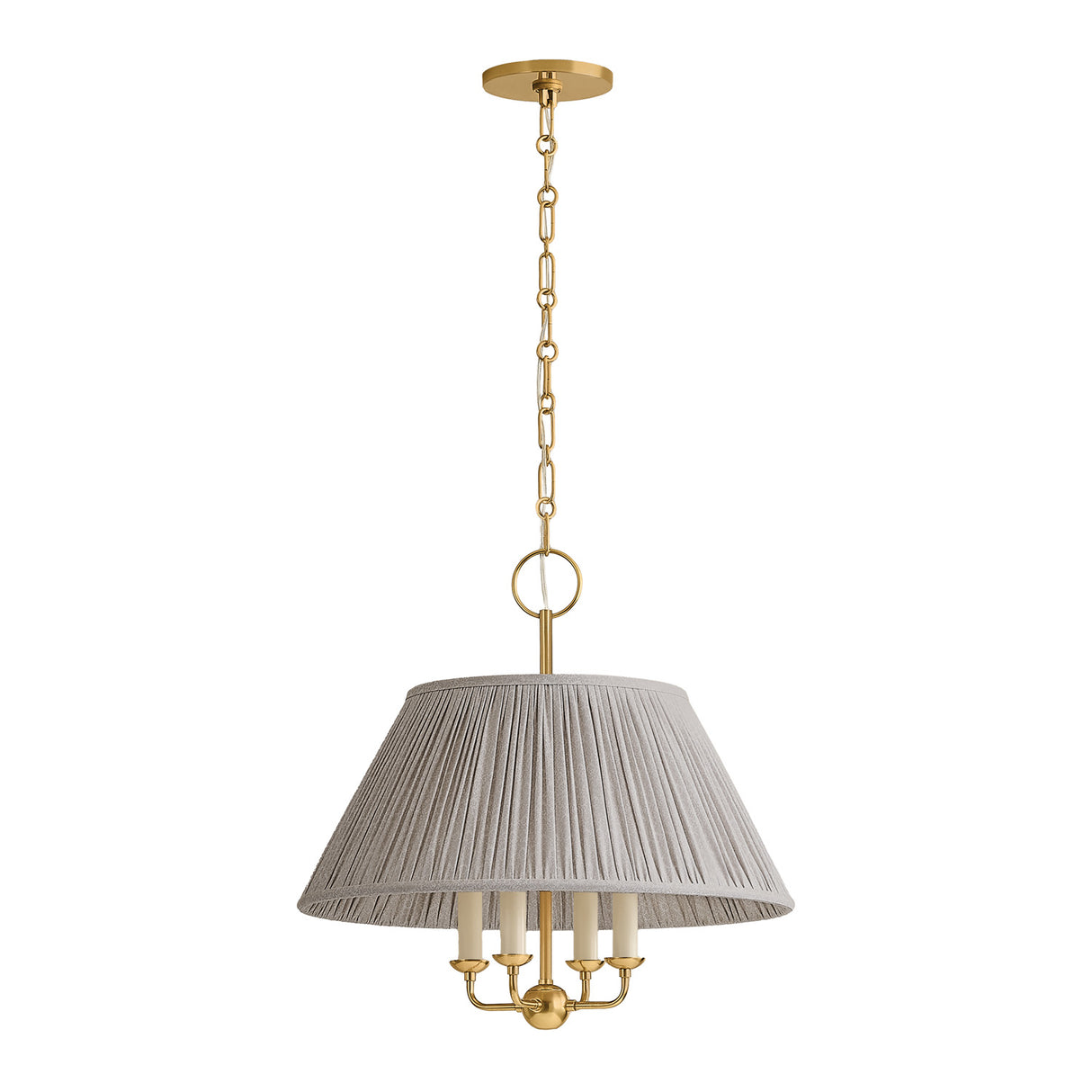 Wilma Candelabra Pendant 20", Aged Brass with Taupe Printed Shade