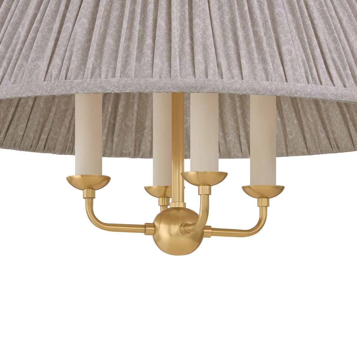 Wilma Candelabra Pendant 20", Aged Brass with Taupe Printed Shade