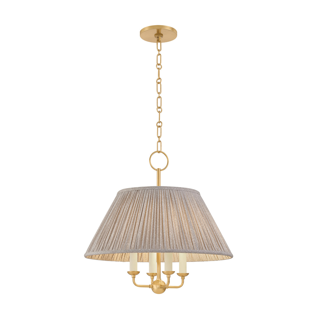 Wilma Candelabra Pendant 20", Aged Brass with Taupe Printed Shade