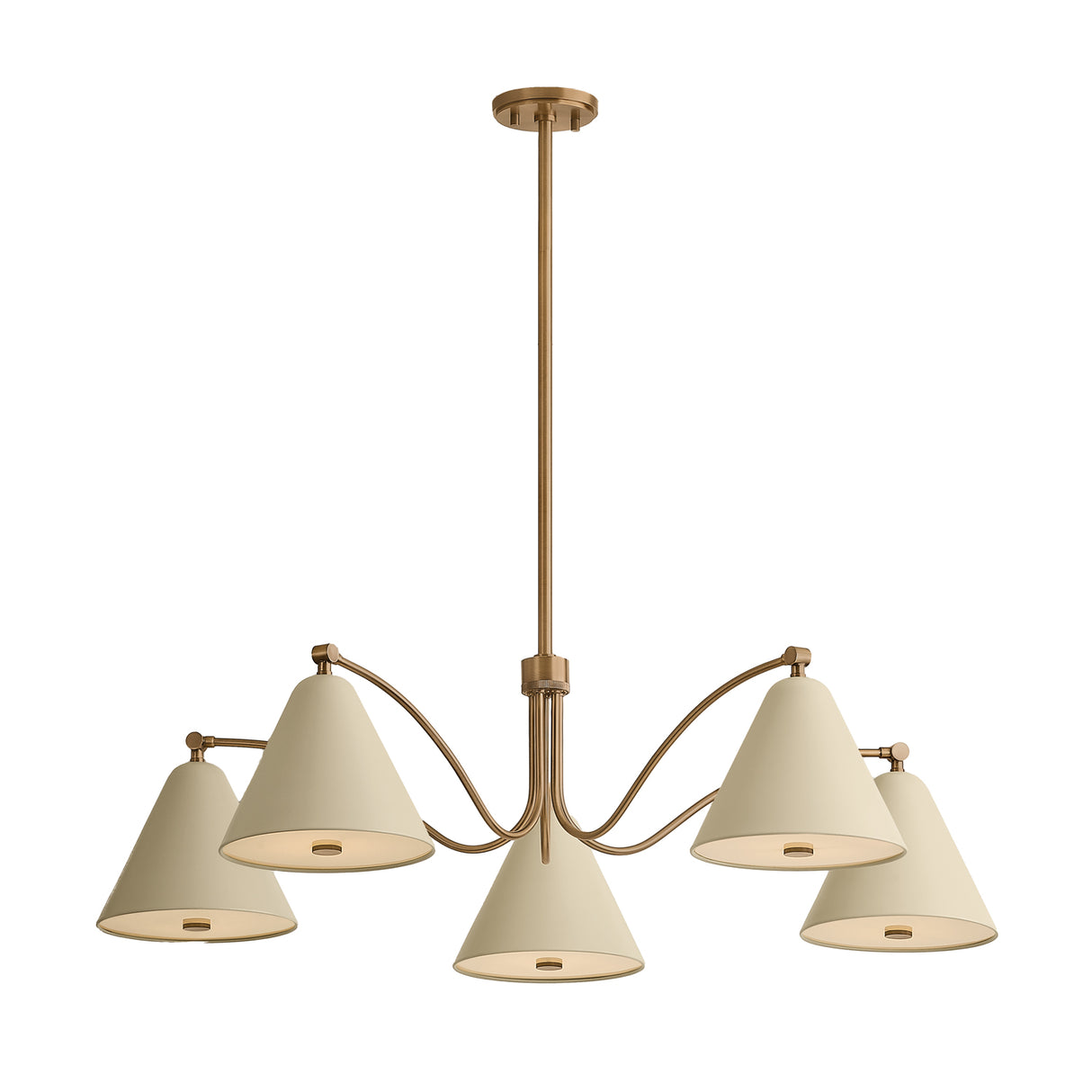 Bryden 5 Light Chandelier 42", Patina Brass and Soft Sand