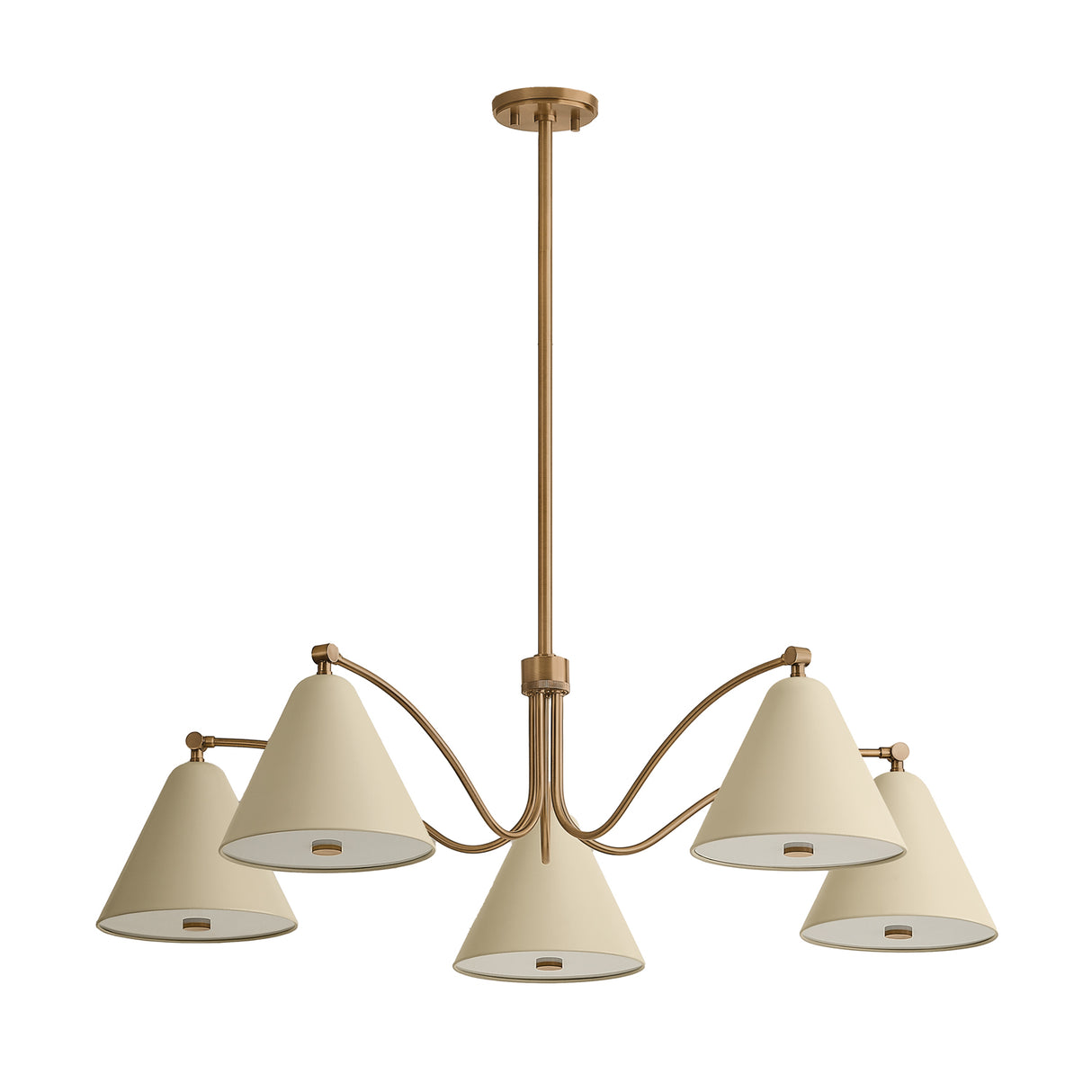 Bryden 5 Light Chandelier 42", Patina Brass and Soft Sand