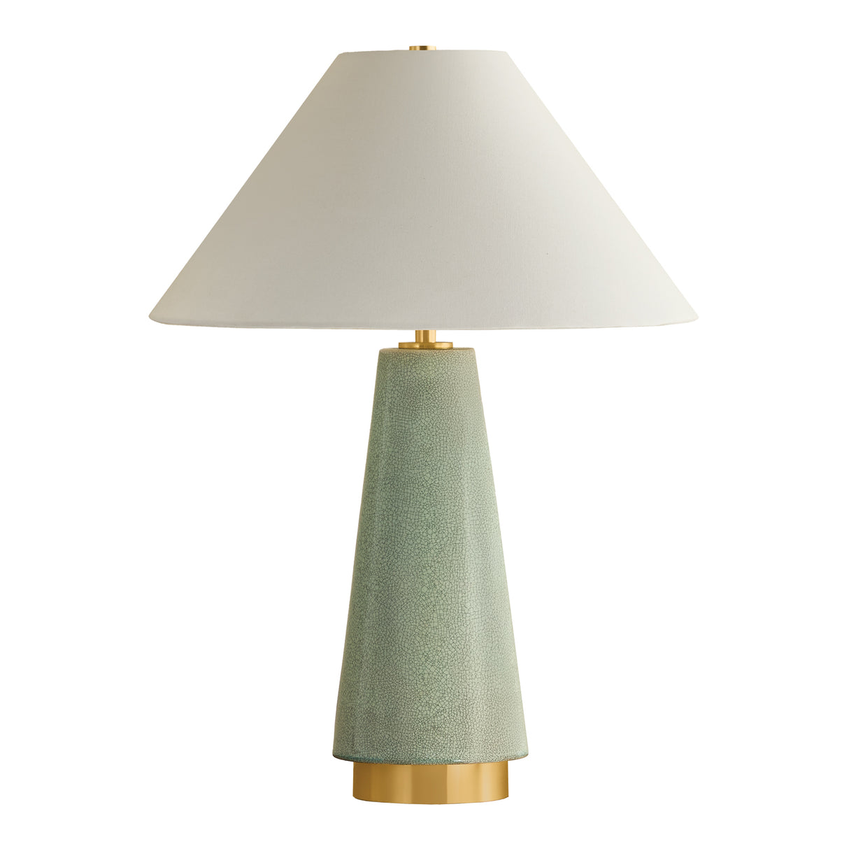 Palmyra Table Lamp 27", Aged Brass and Glossy Sage Green Crackle