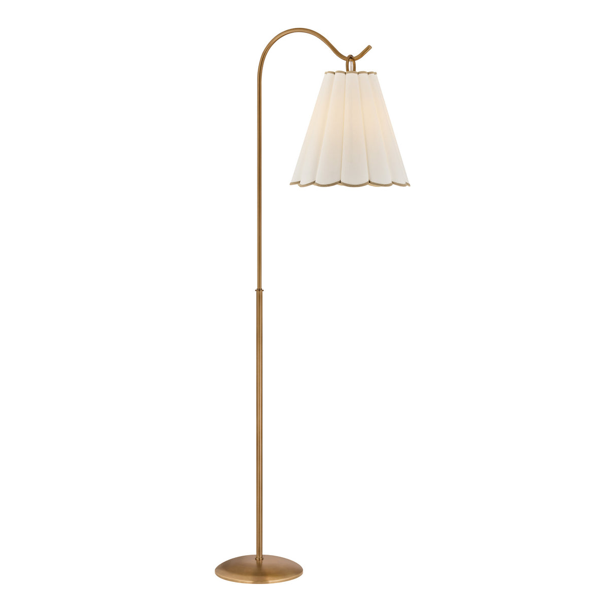 Gracelyn Floor Lamp 65", Patina Brass with Beige and White Linen