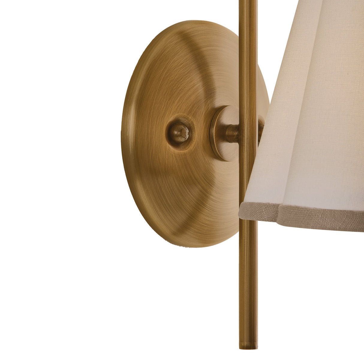 Gracelyn Wall Sconce 13", Patina Brass with Beige and White Linen