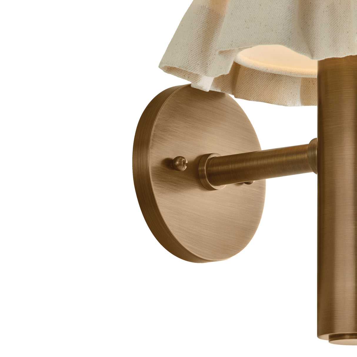 Tabitha Wall Sconce 13", Patina Brass and Wheat Pleated Linen