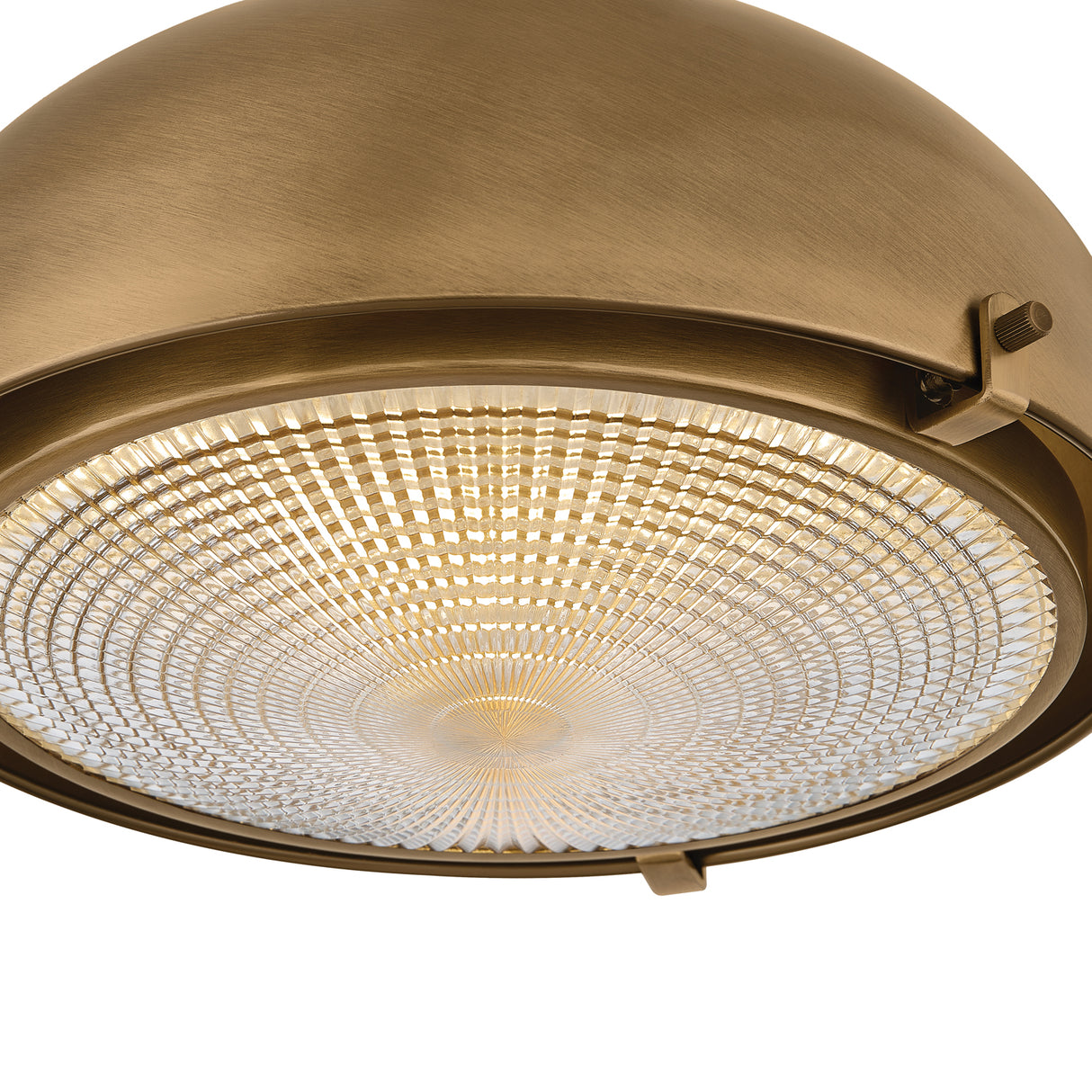 Cleveland Flush Mount 13", Patina Brass and Textured Clear Glass
