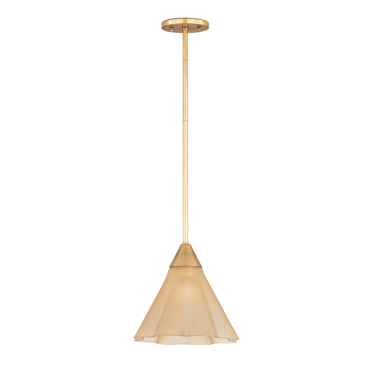 Catrin Small Pendant 11", Aged Brass and Champagne Frosted Glass