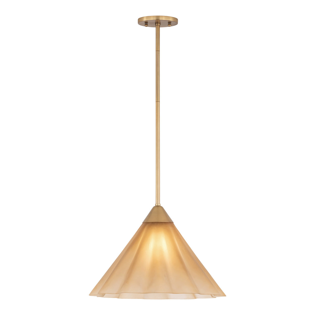Catrin Medium Pendant 16", Aged Brass and Champagne Frosted Glass