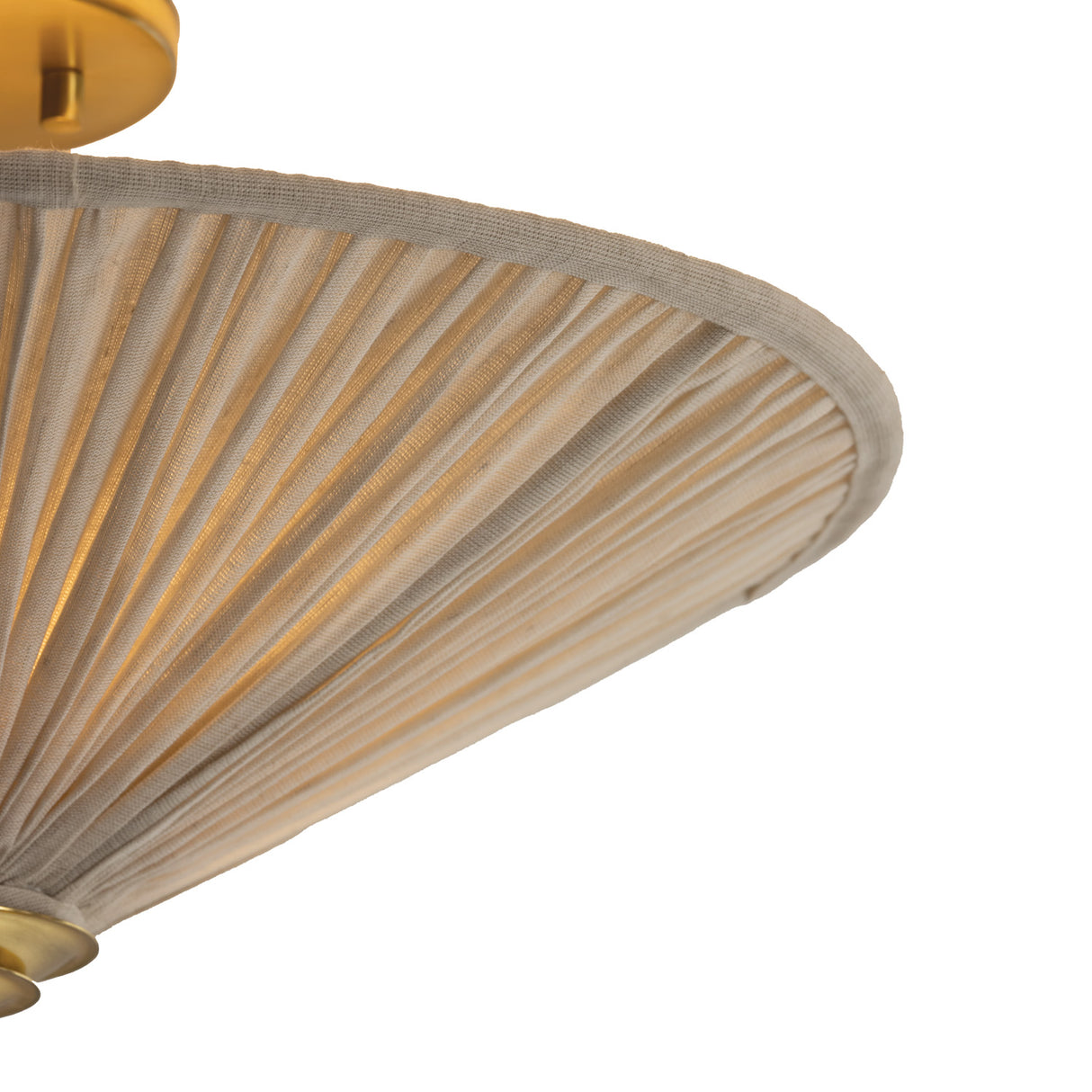 Edric Semi-Flush 18", Aged Brass and Natural Linen