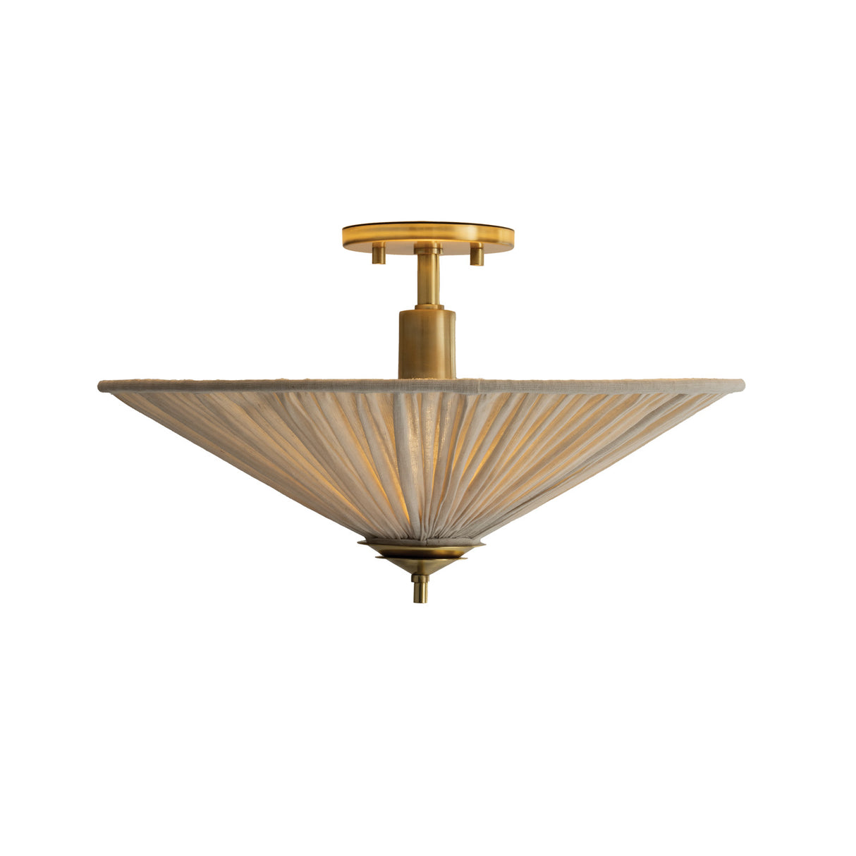 Edric Semi-Flush 18", Aged Brass and Natural Linen
