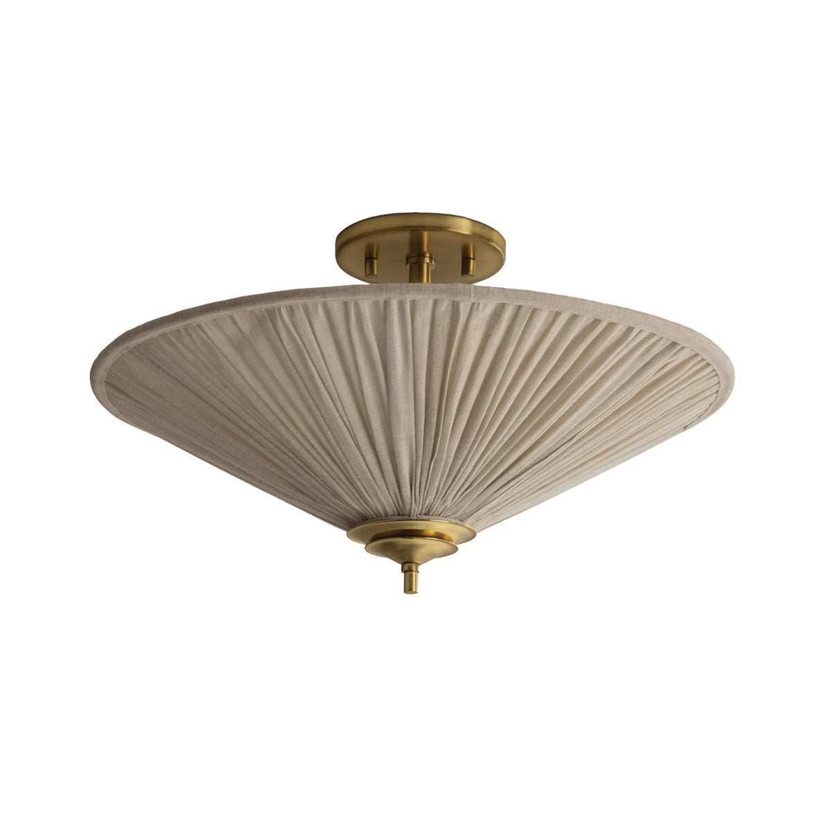 Edric Semi-Flush 18", Aged Brass and Natural Linen