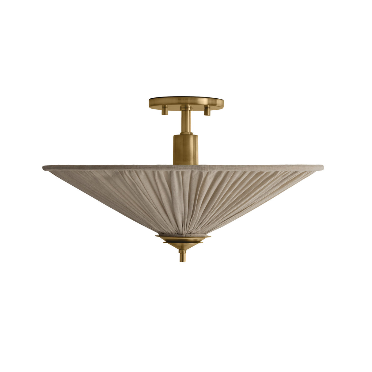 Edric Semi-Flush 18", Aged Brass and Natural Linen
