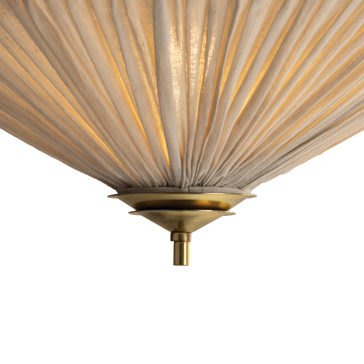 Edric Semi-Flush 18", Aged Brass and Natural Linen