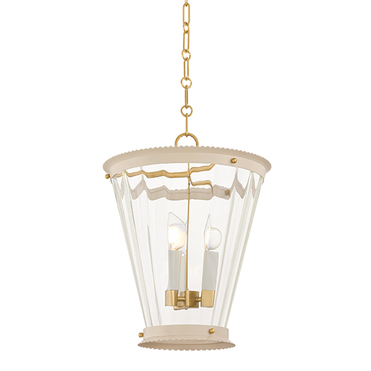 Louelle Pendant 13", Cream and Aged Brass