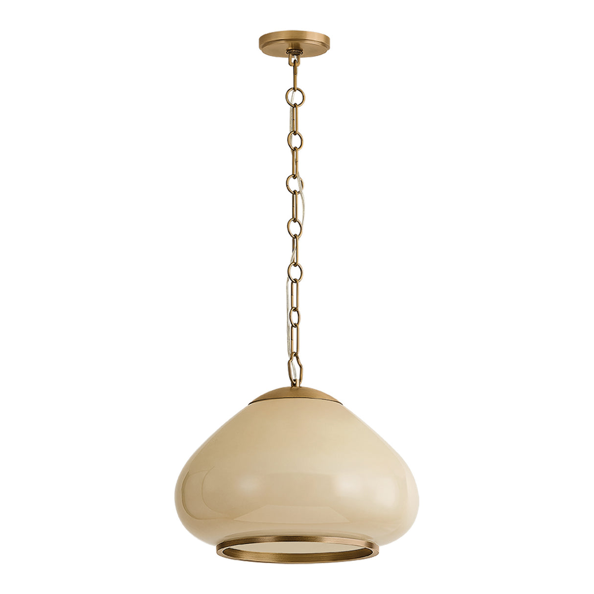 Osborne Medium Pendant 16", Patina Brass and Buttermilk Glass