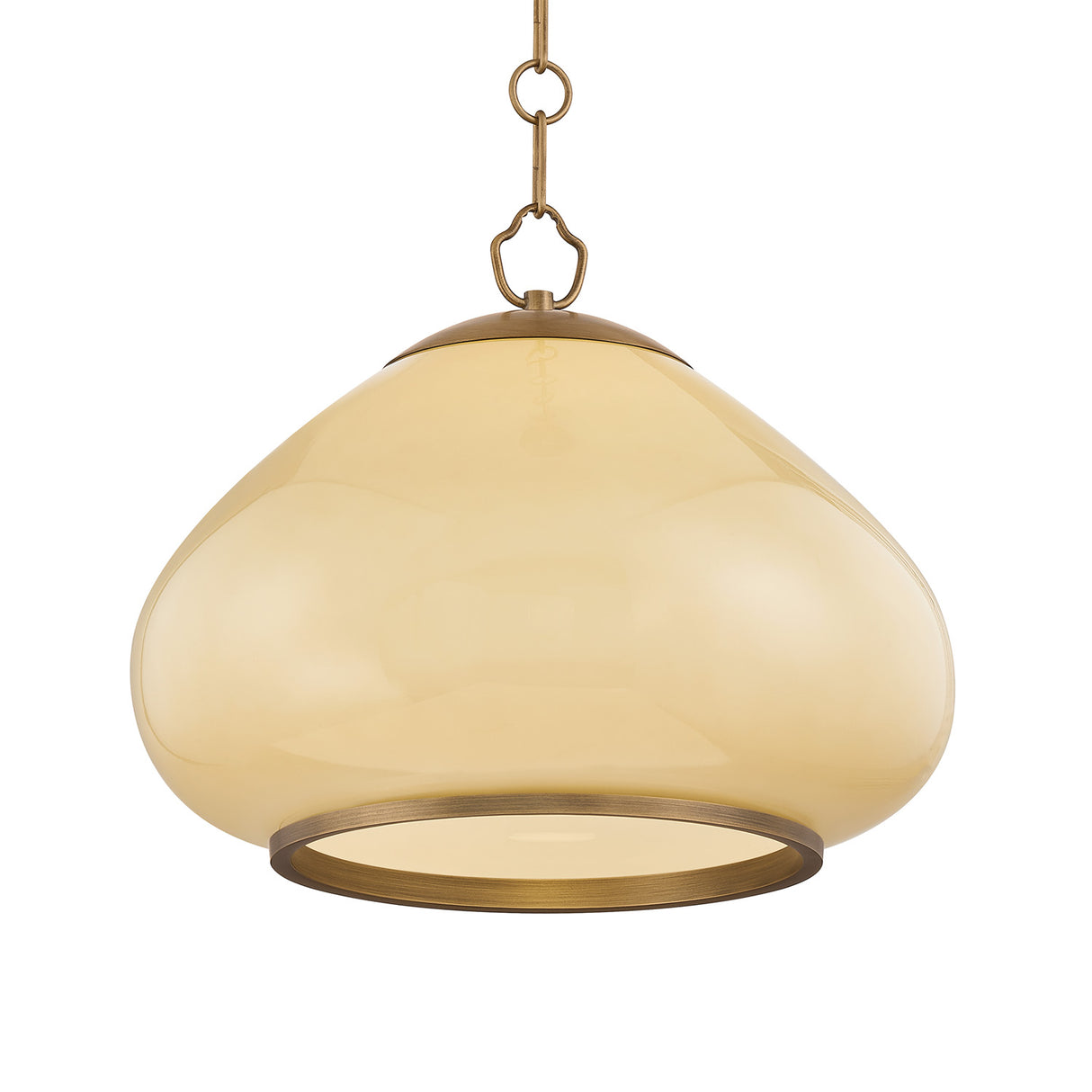Osborne Medium Pendant 16", Patina Brass and Buttermilk Glass