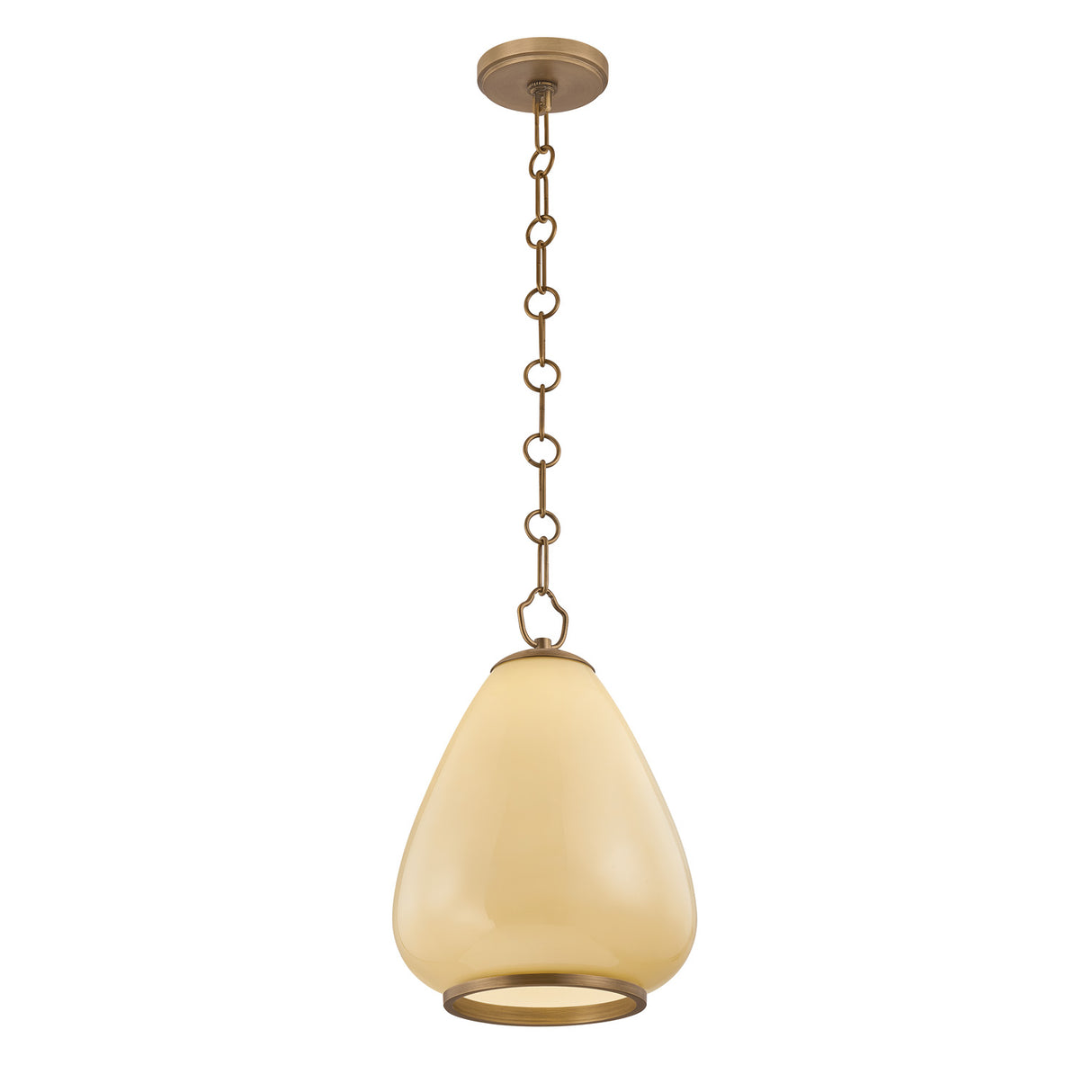 Osborne Small Pendant 10", Patina Brass and Buttermilk Glass