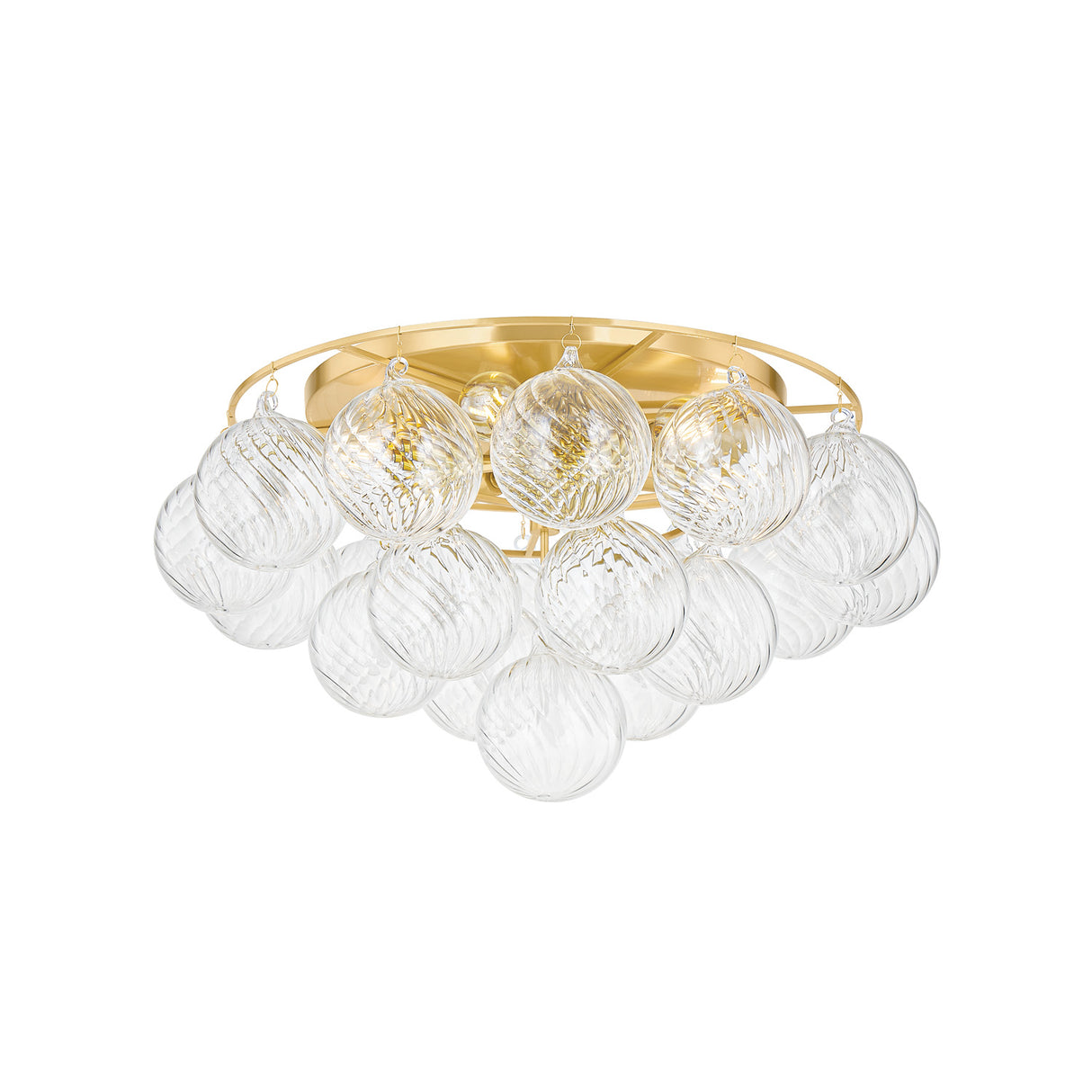 Kassia 6 Light Semi-Flush 23", Aged Brass and Clear Swirled Glass