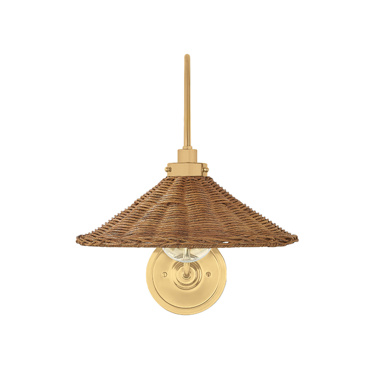 Bramble Wall Sconce 16", Walnut Wicker and Aged Brass