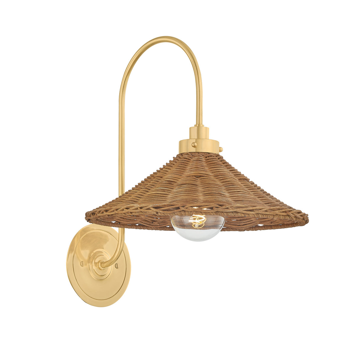 Bramble Wall Sconce 16", Walnut Wicker and Aged Brass