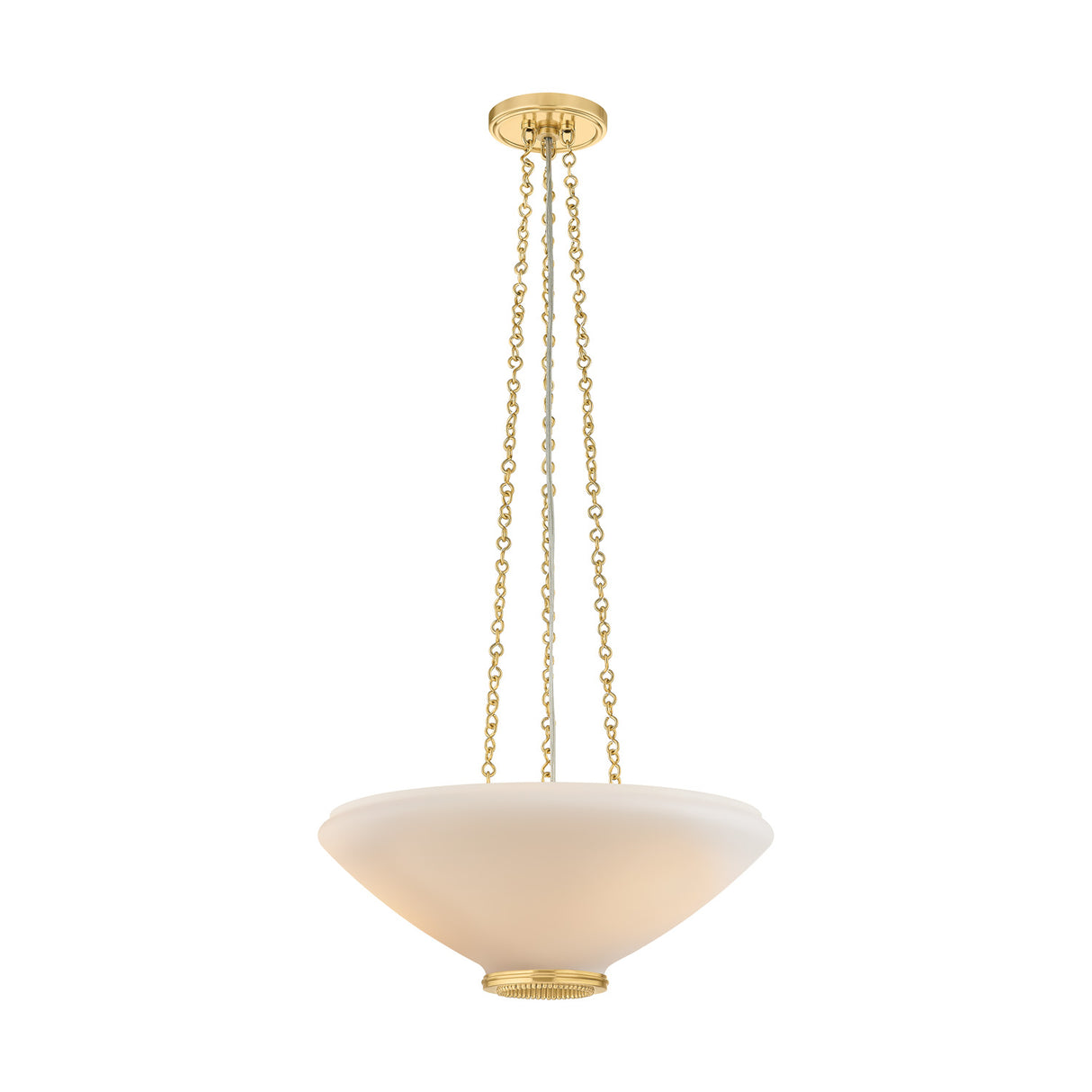 Lindor Medium Pendant 17", Aged Brass and Opal Glass