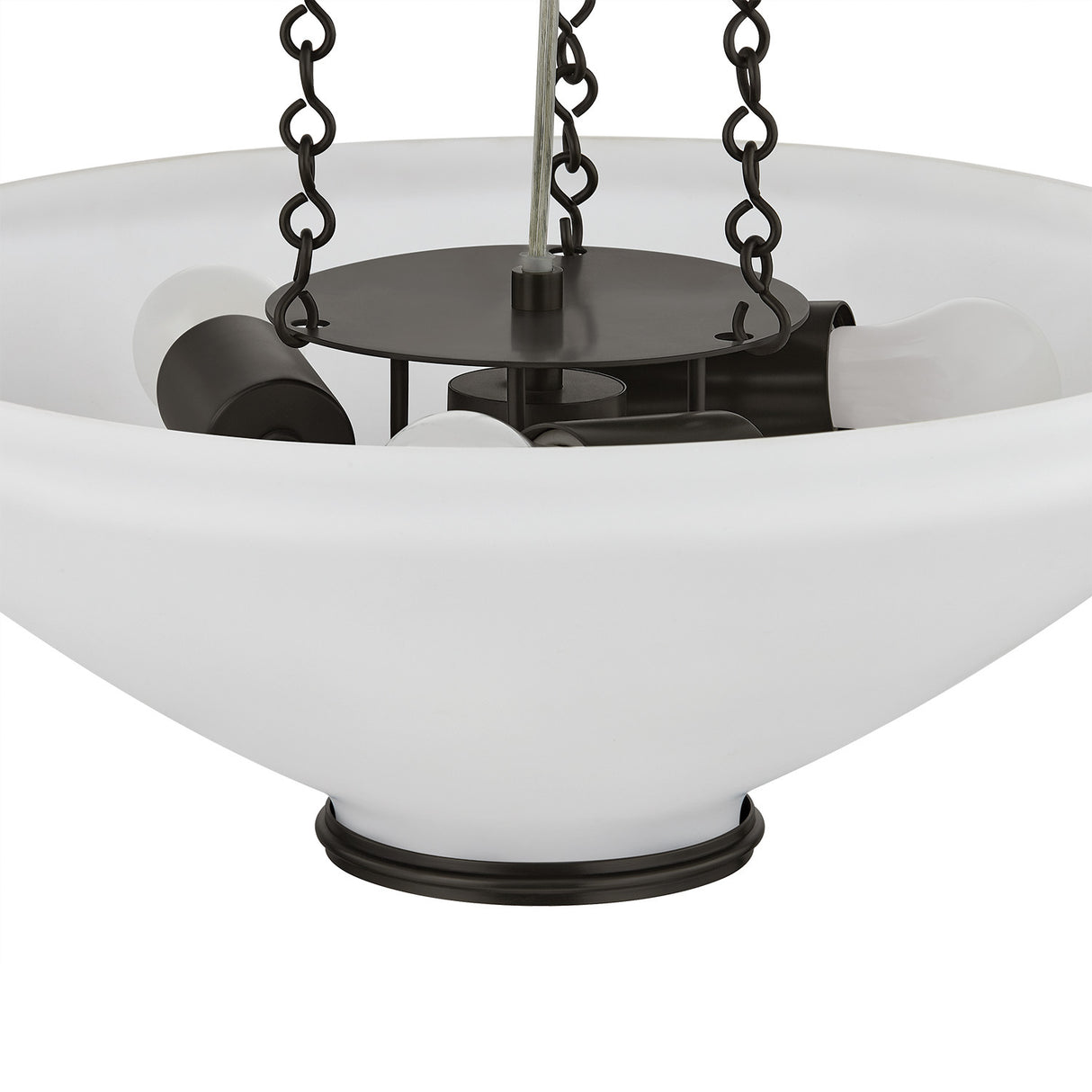 Lindor Medium Pendant 17", Distressed Bronze and Opal Glass