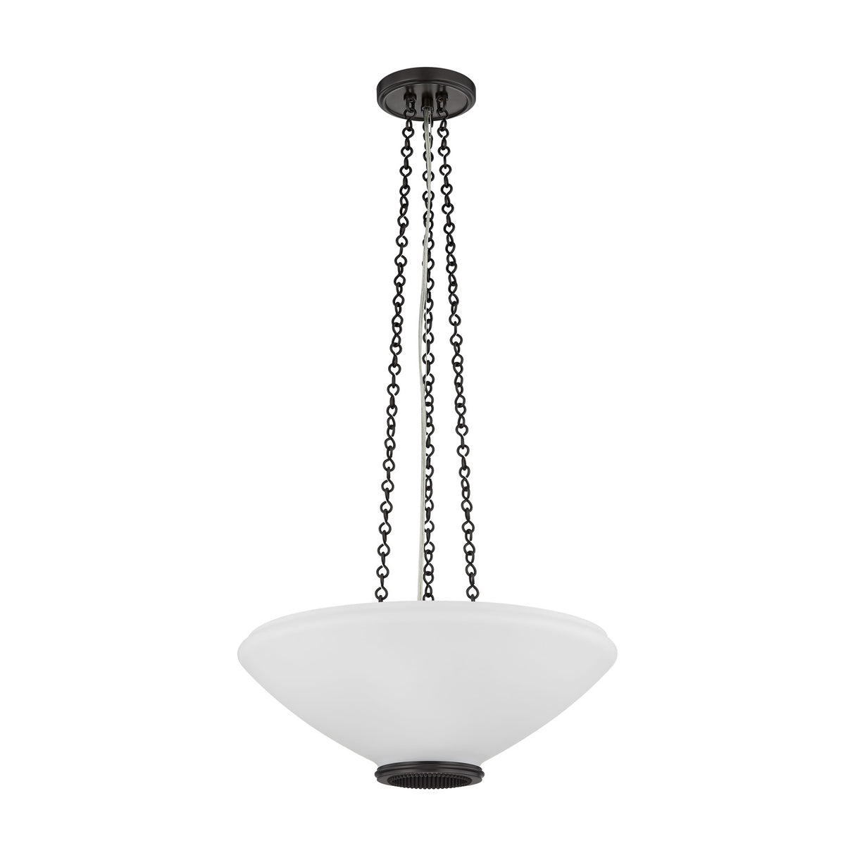 Lindor Medium Pendant 17", Distressed Bronze and Opal Glass