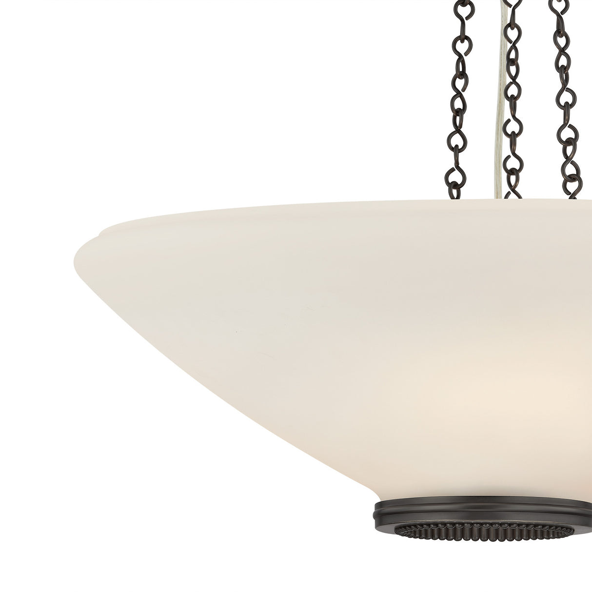 Lindor Large Pendant 22", Distressed Bronze and Opal Glass