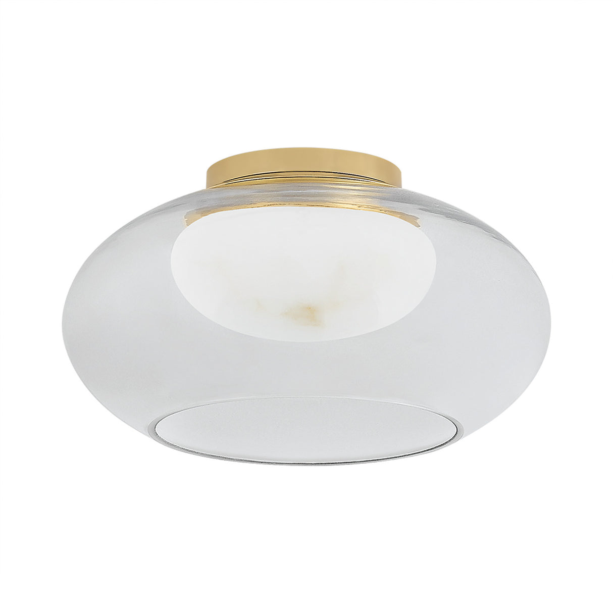 Nadia Small LED Semi-Flush 12", Aged Brass and Alabaster