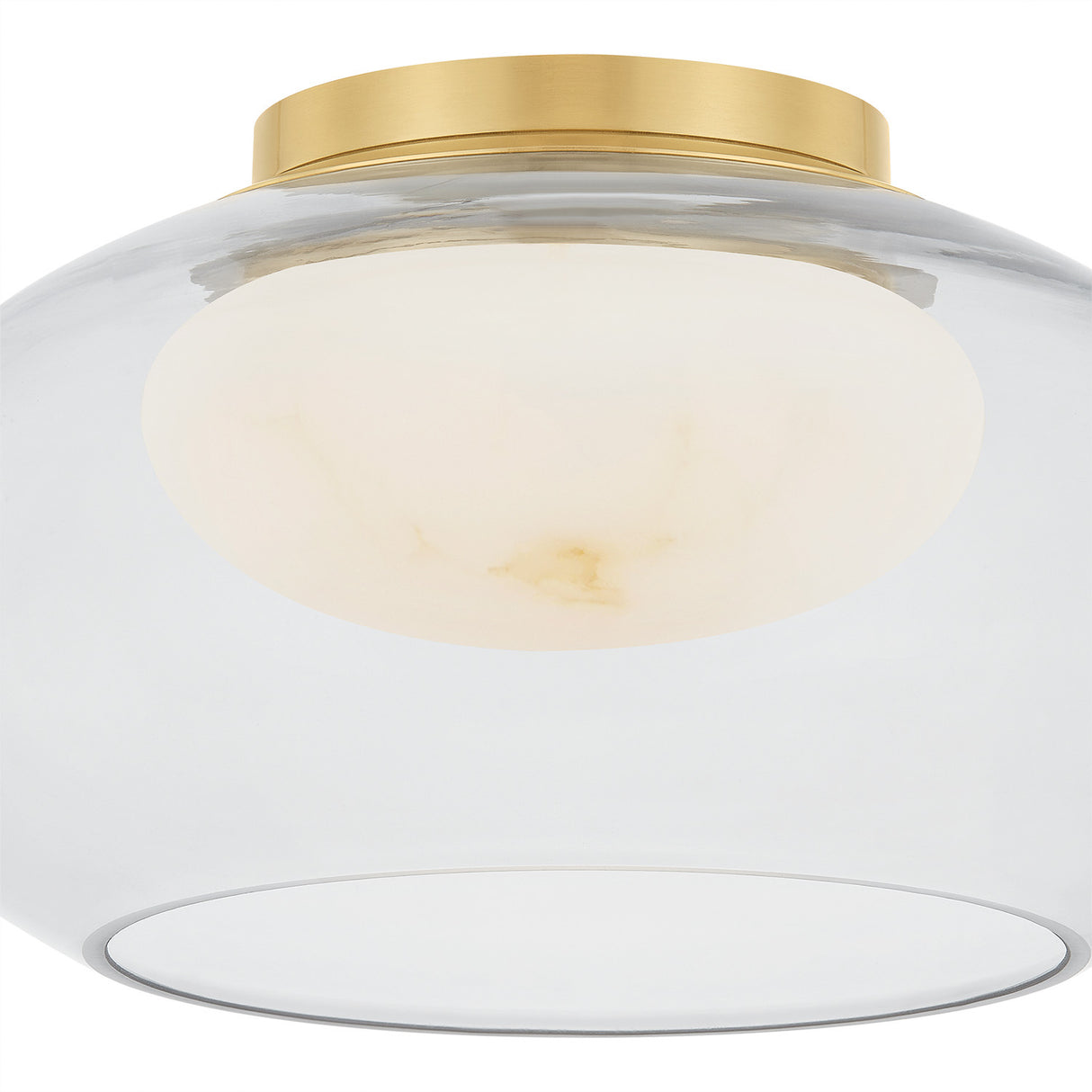 Nadia Small LED Semi-Flush 12", Aged Brass and Alabaster