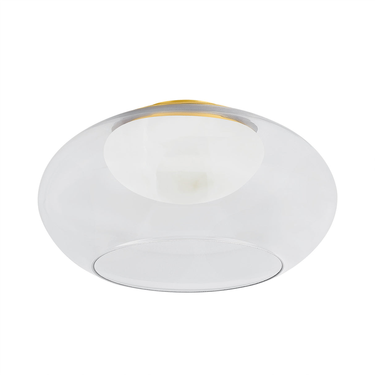 Nadia Medium LED Semi-Flush 17", Aged Brass and Alabaster