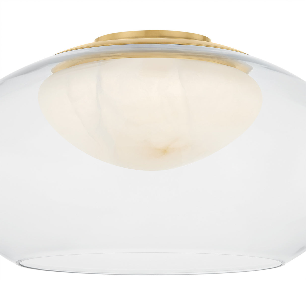 Nadia Medium LED Semi-Flush 17", Aged Brass and Alabaster