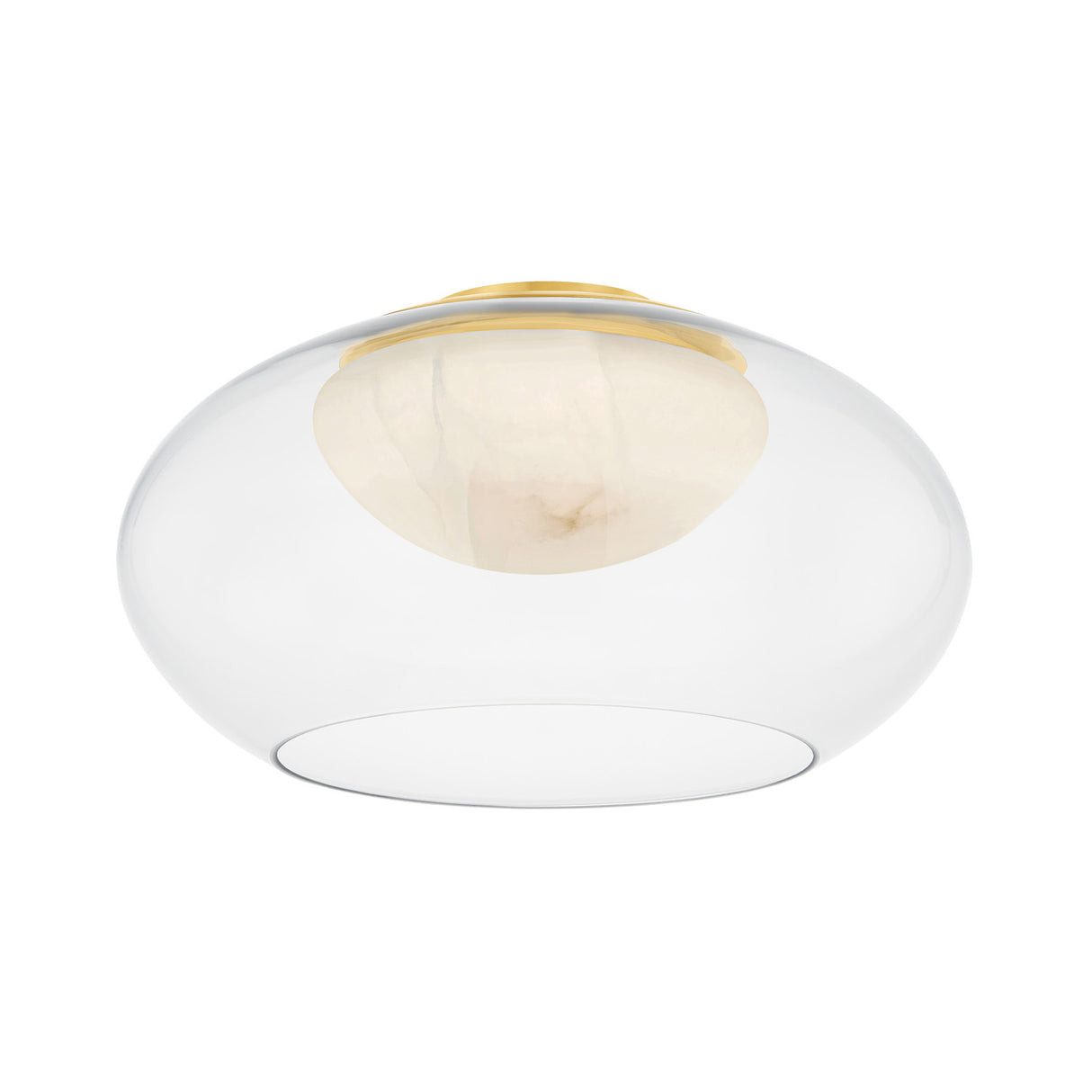 Nadia Medium LED Semi-Flush 17", Aged Brass and Alabaster